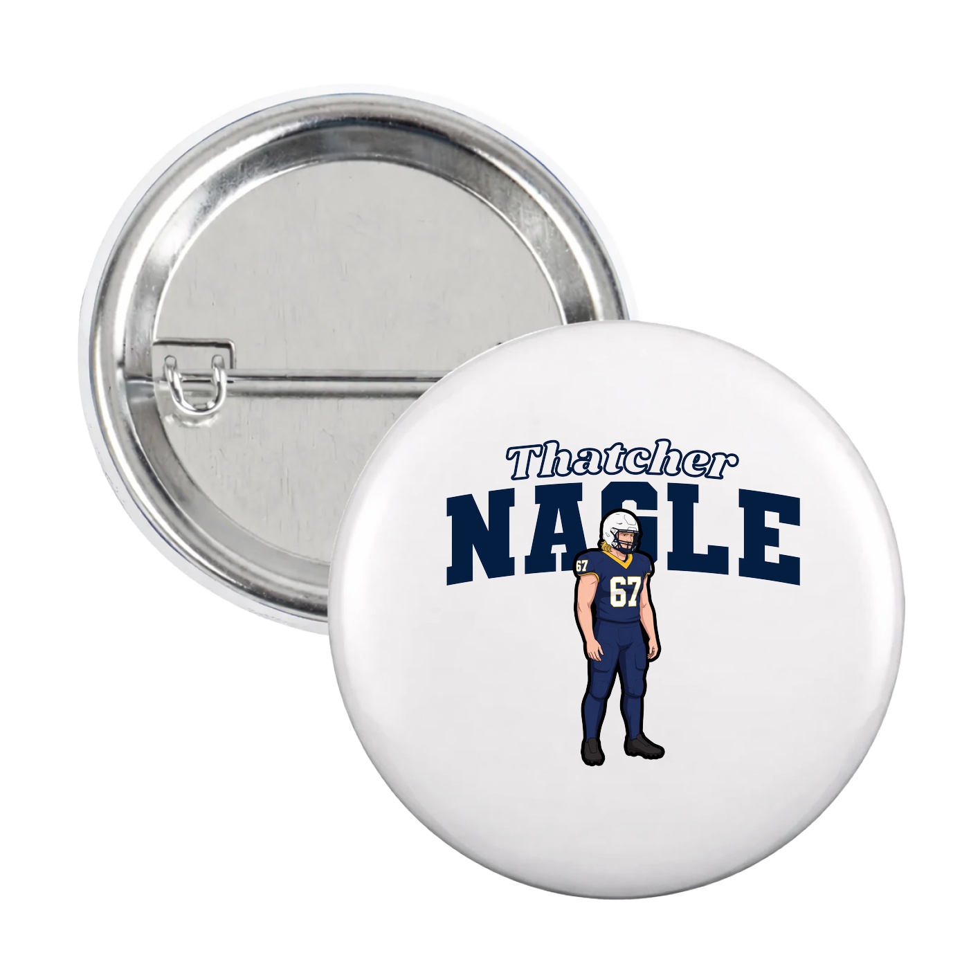 Game Day Button — Name Arch in White