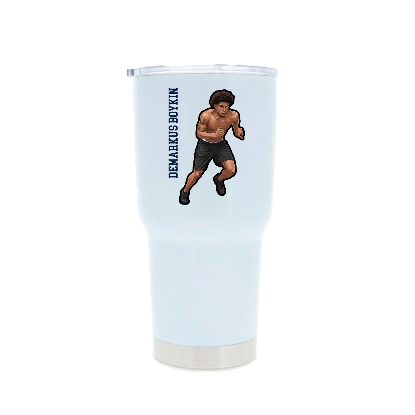 30oz Stainless Steel Tumbler — Name Vertical in White