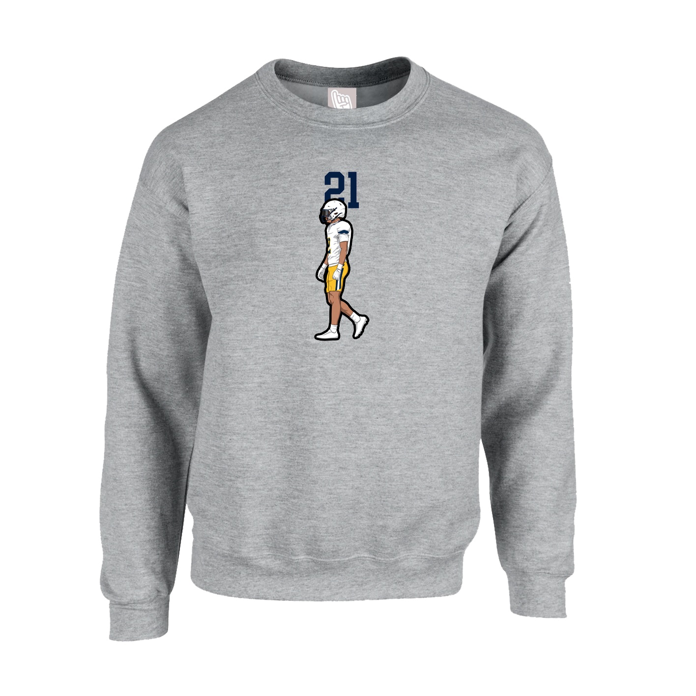 Fleece Crew — Number Top in Grey