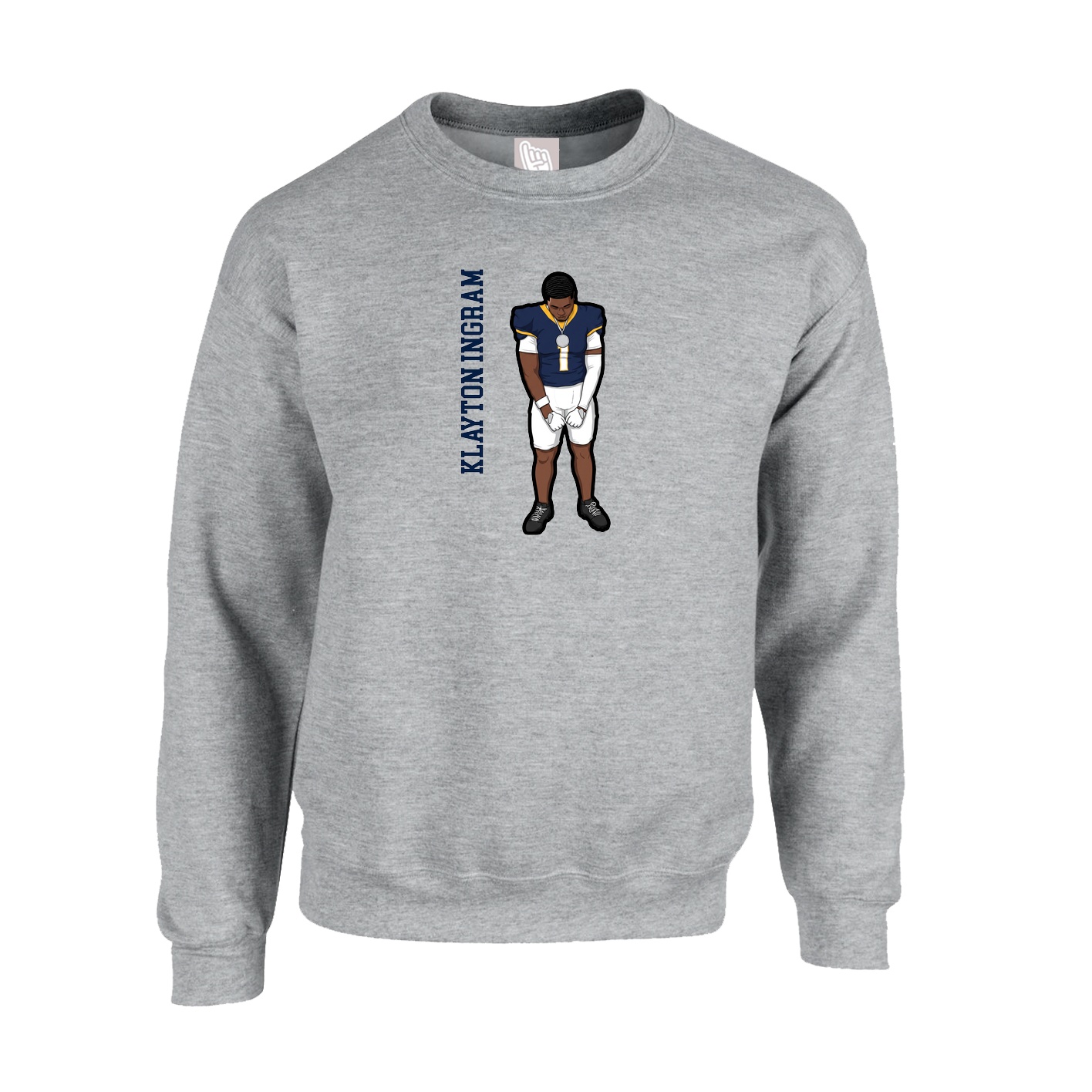 Fleece Crew — Name Vertical in Grey