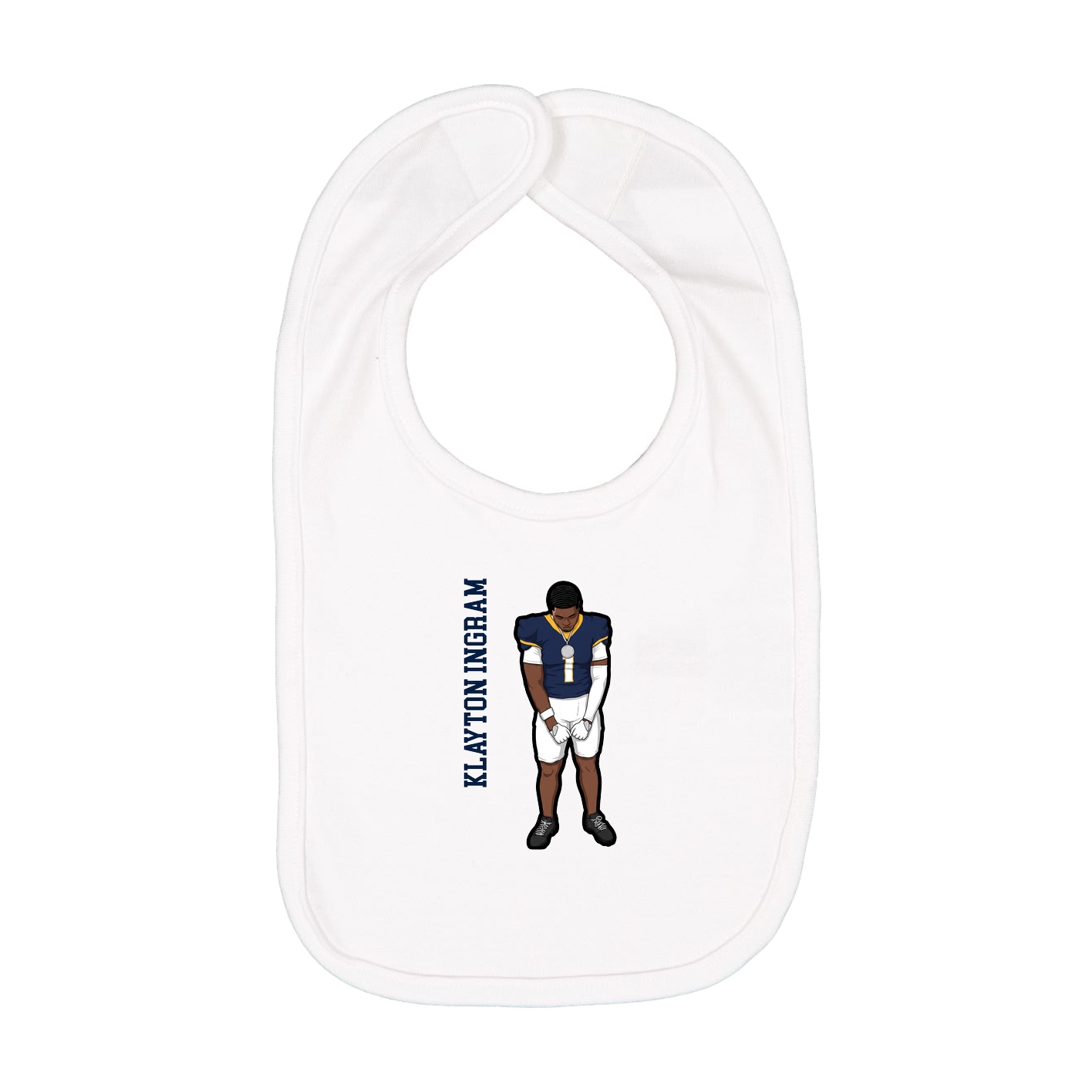 Infant Bib — Name Vertical in White