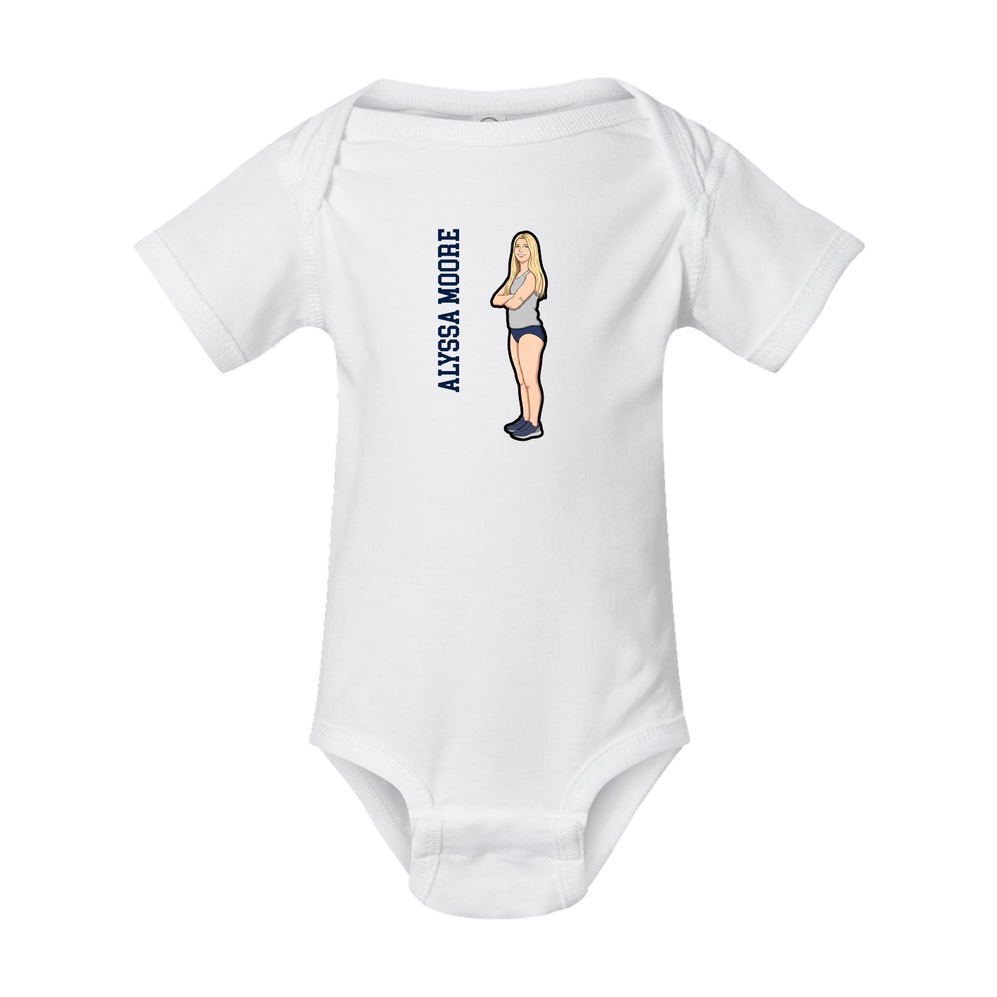 Baby Onesie — Name Vertical in White