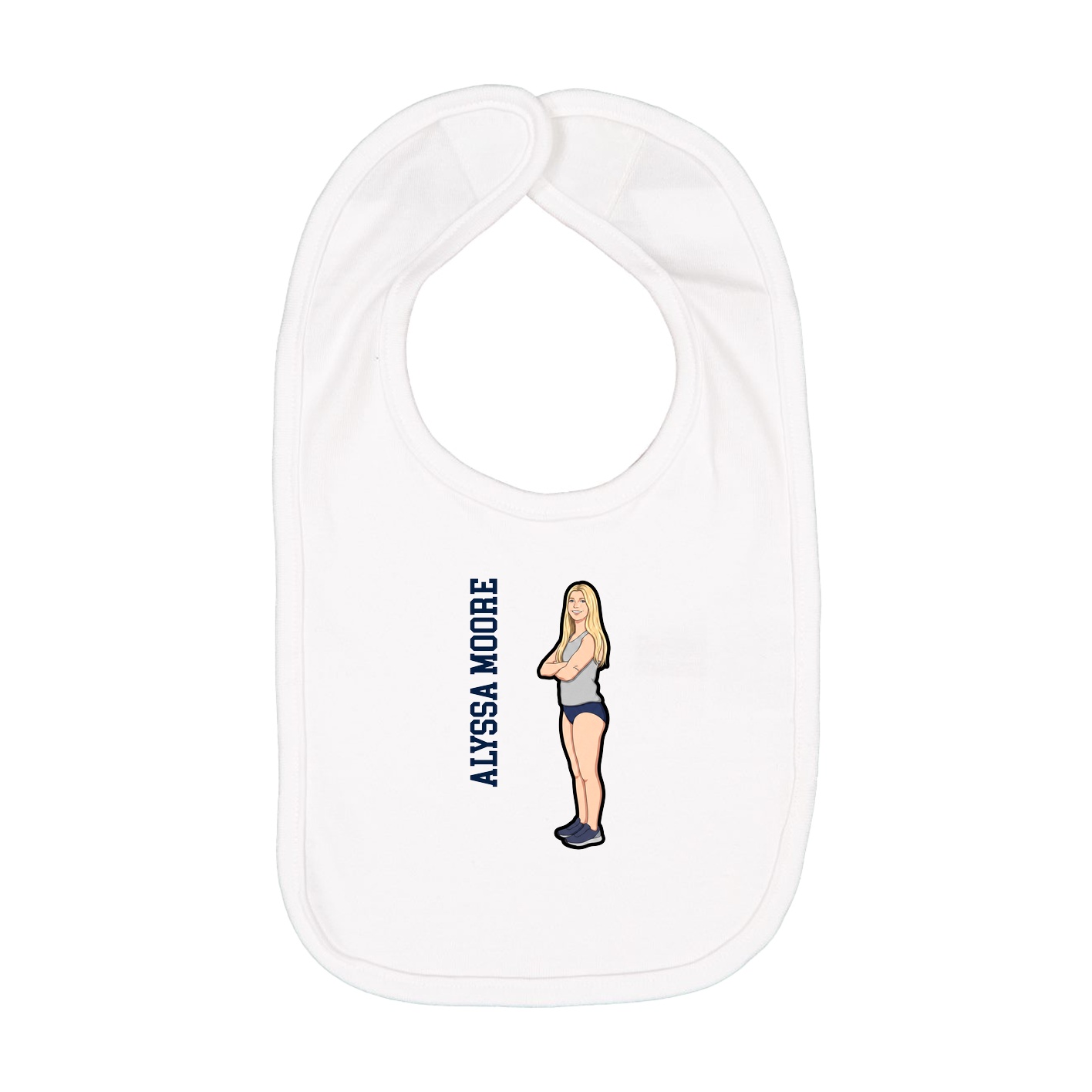 Infant Bib — Name Vertical in White
