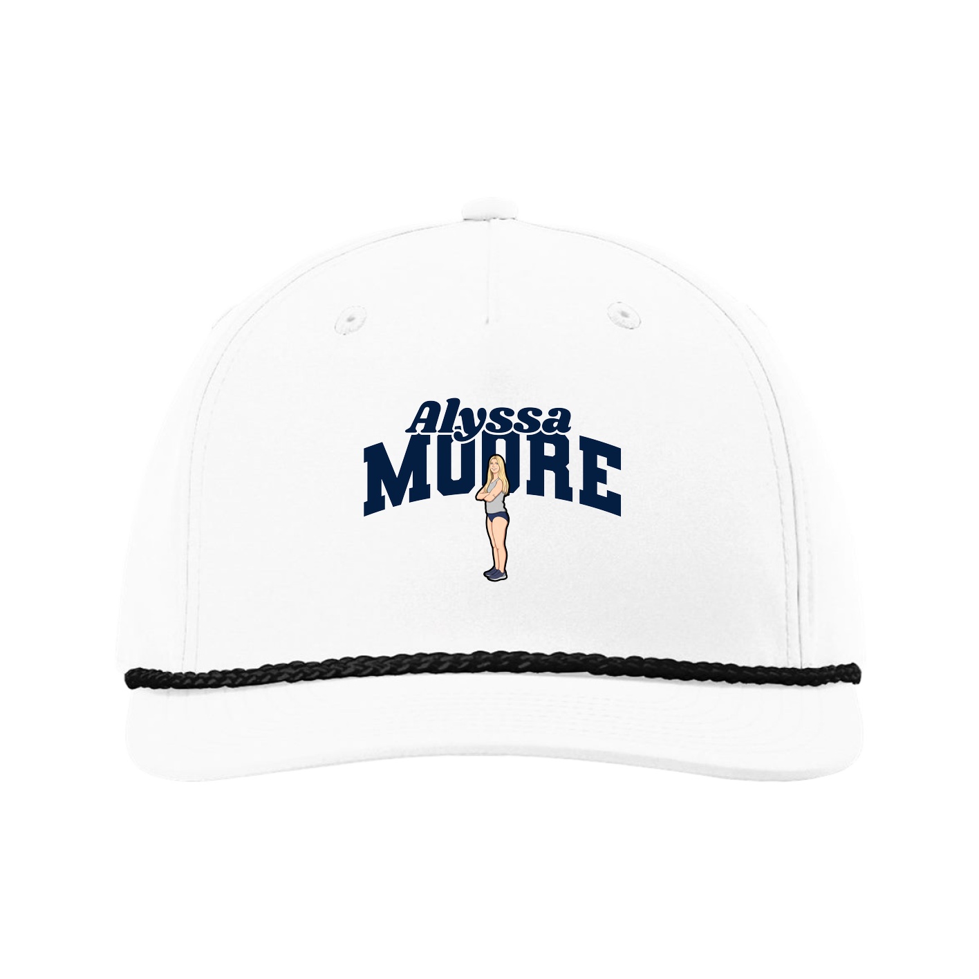 Five-Panel Classic Rope Cap — Signature Arch in White