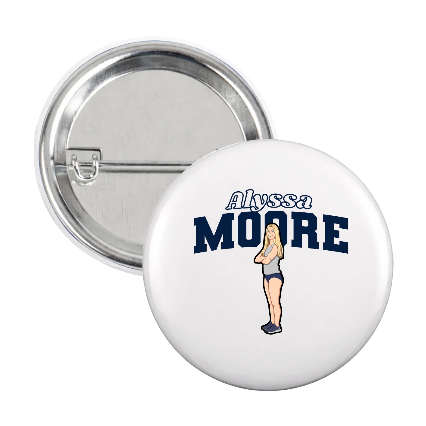 Game Day Button — Name Arch in White