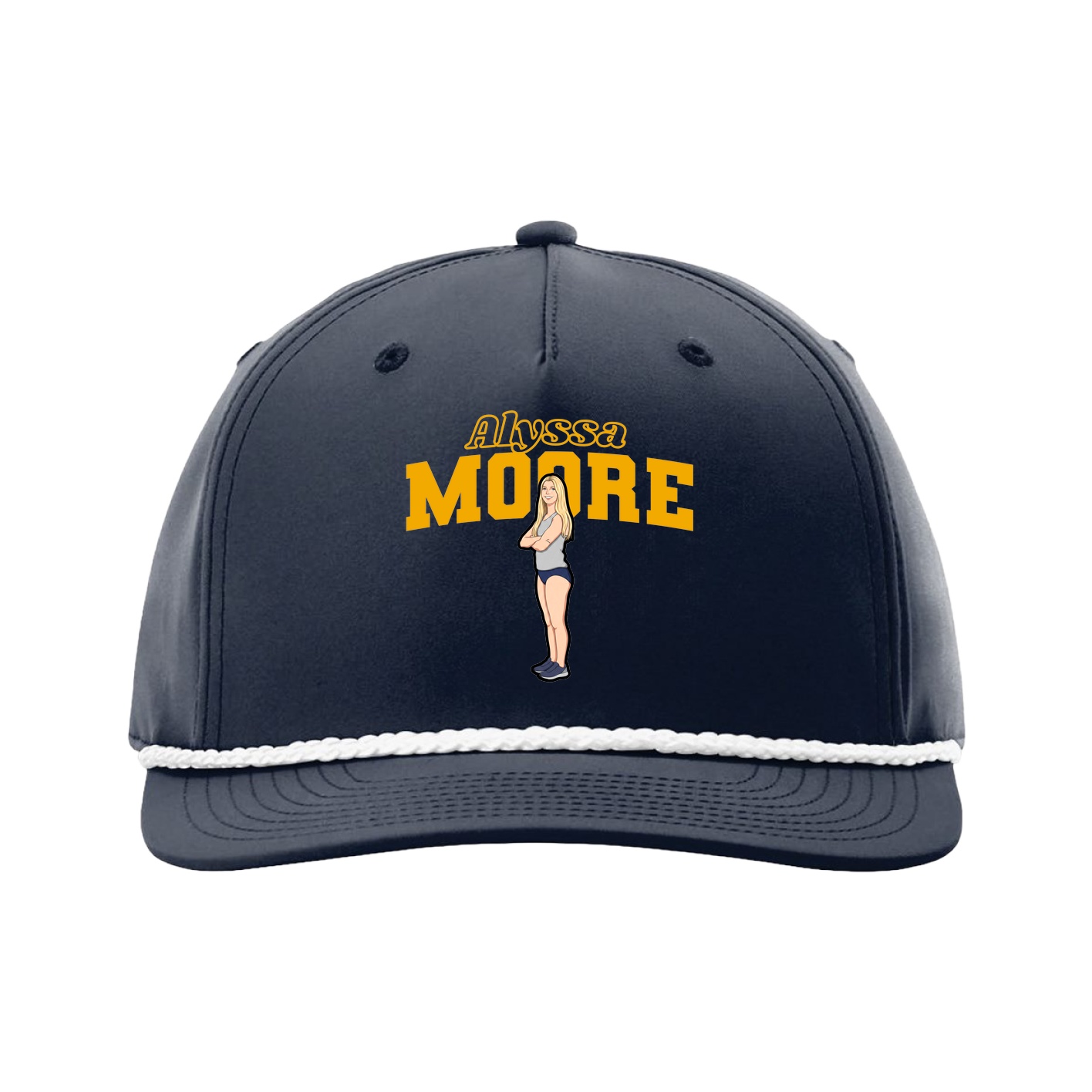 Five-Panel Classic Rope Cap — Name Arch in Navy