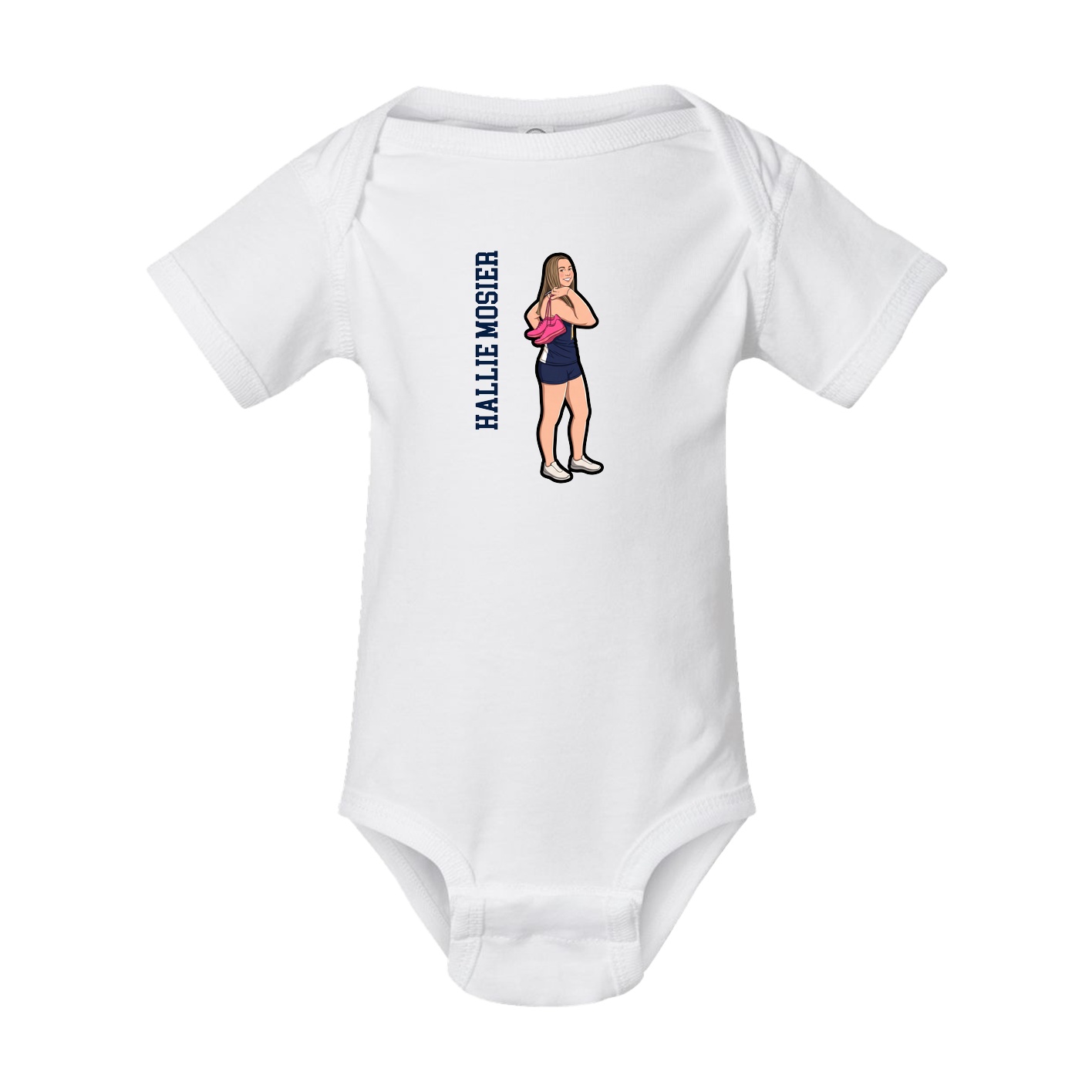 Baby Onesie — Name Vertical in White