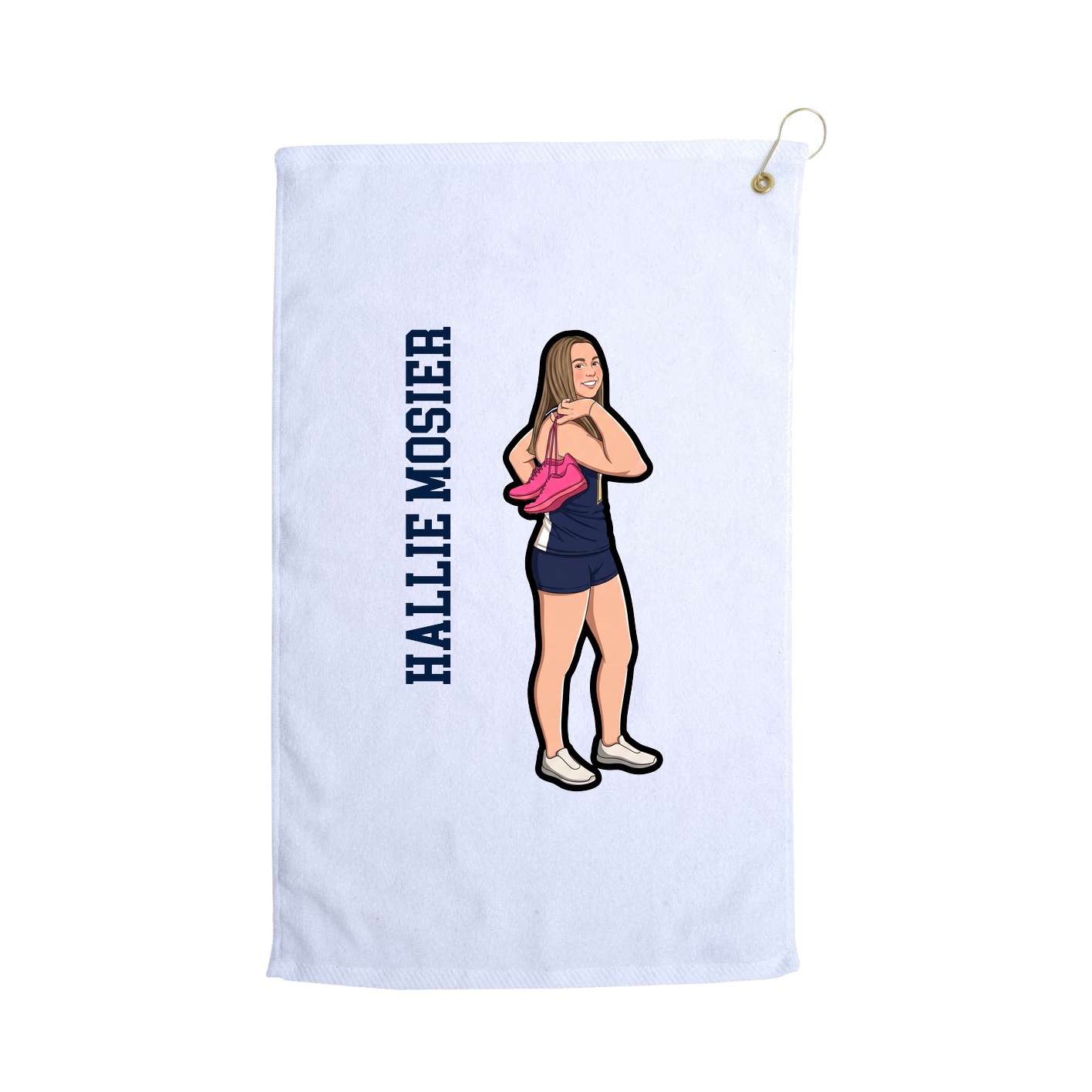 Golf Towel — Name Vertical in White