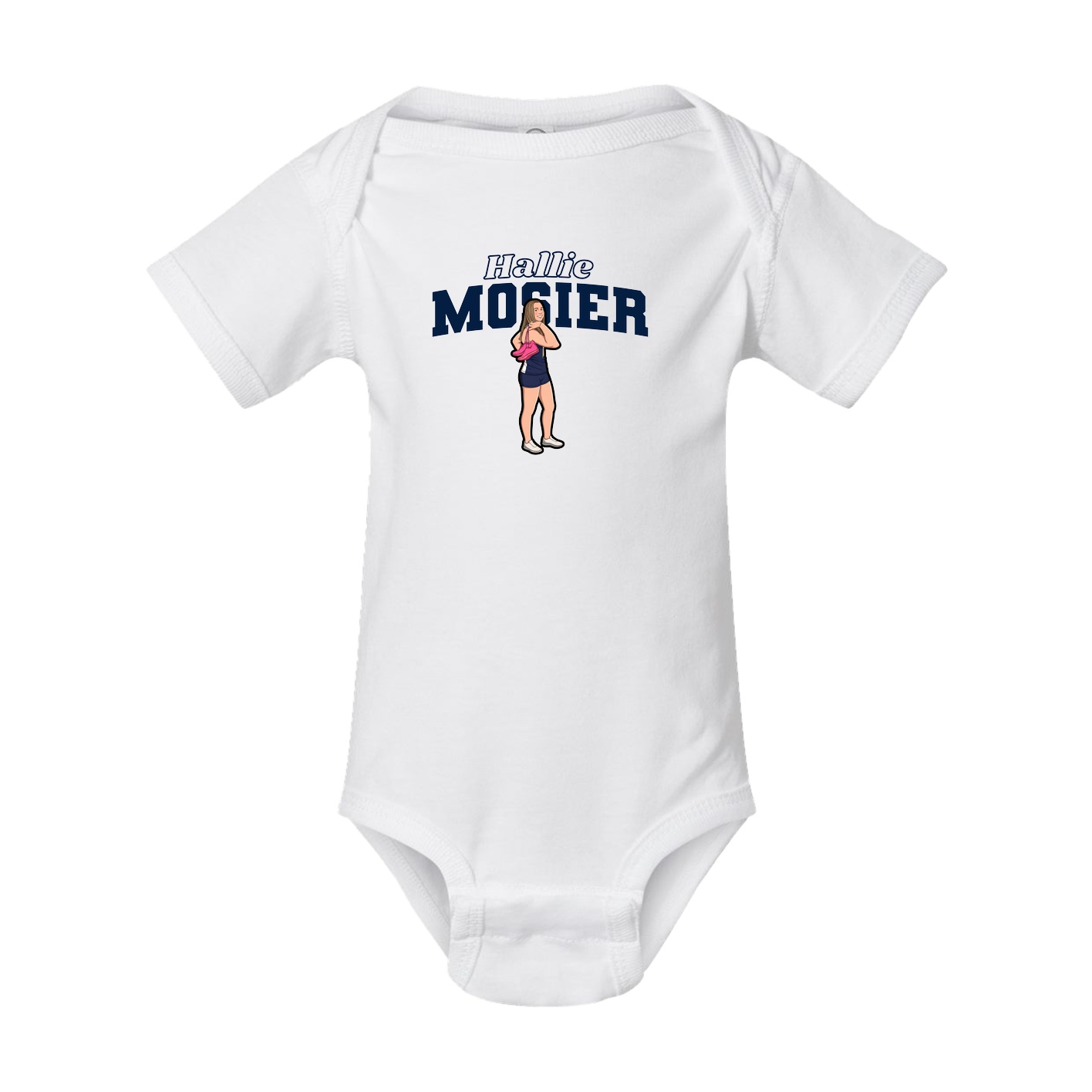 Baby Onesie — Name Arch in White