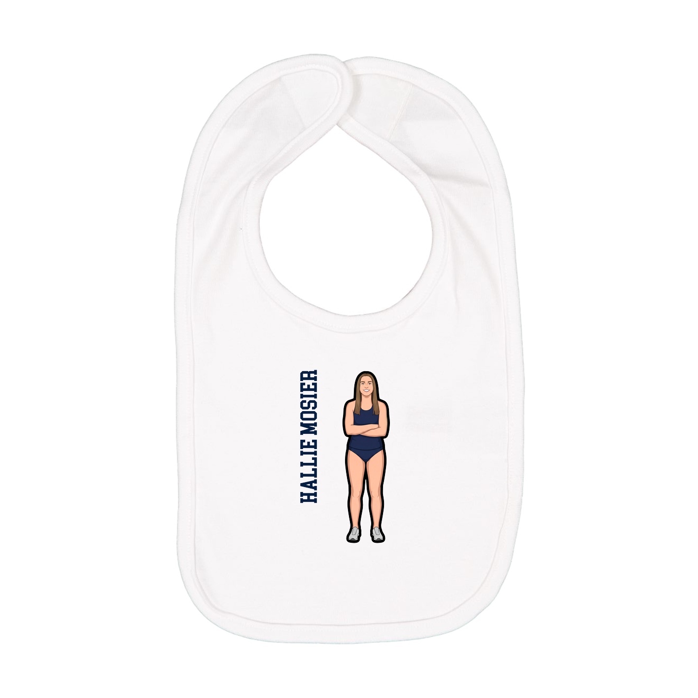 Infant Bib — Name Vertical in White