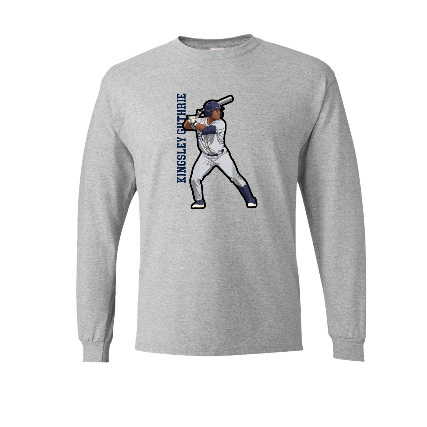 Long Sleeve Tee — Name Vertical in Grey