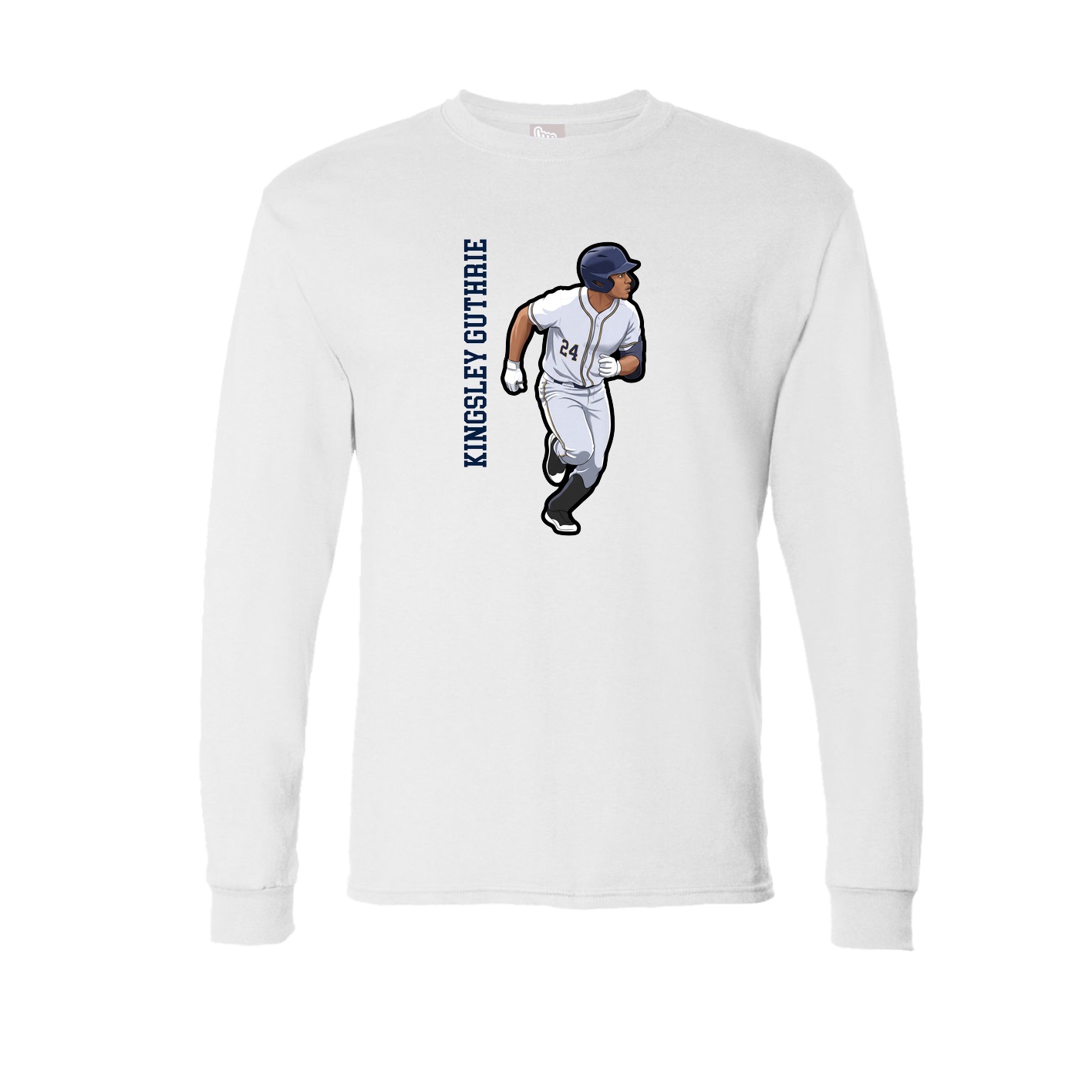 Long Sleeve Tee — Name Vertical in White