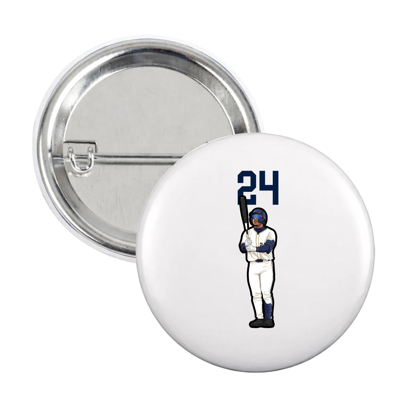 Game Day Button — Number Top in White