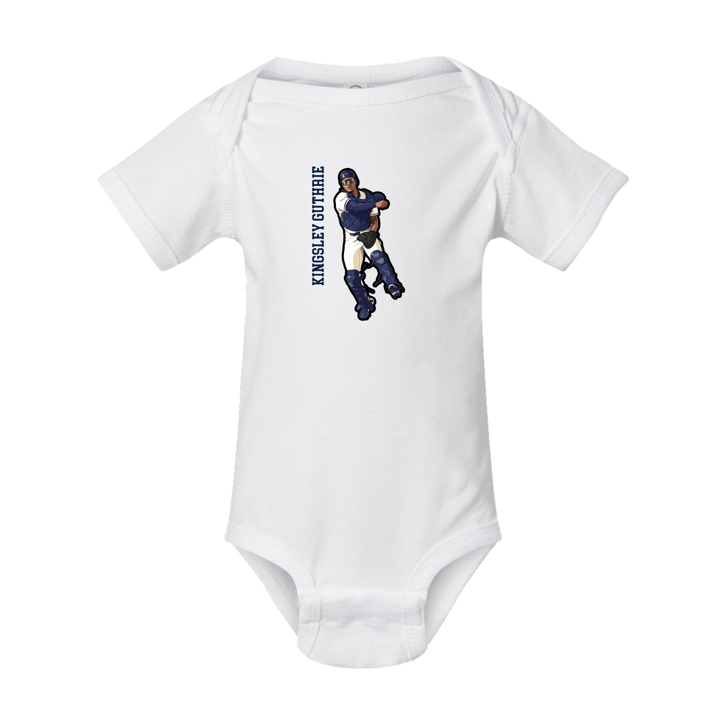 Baby Onesie — Name Vertical in White