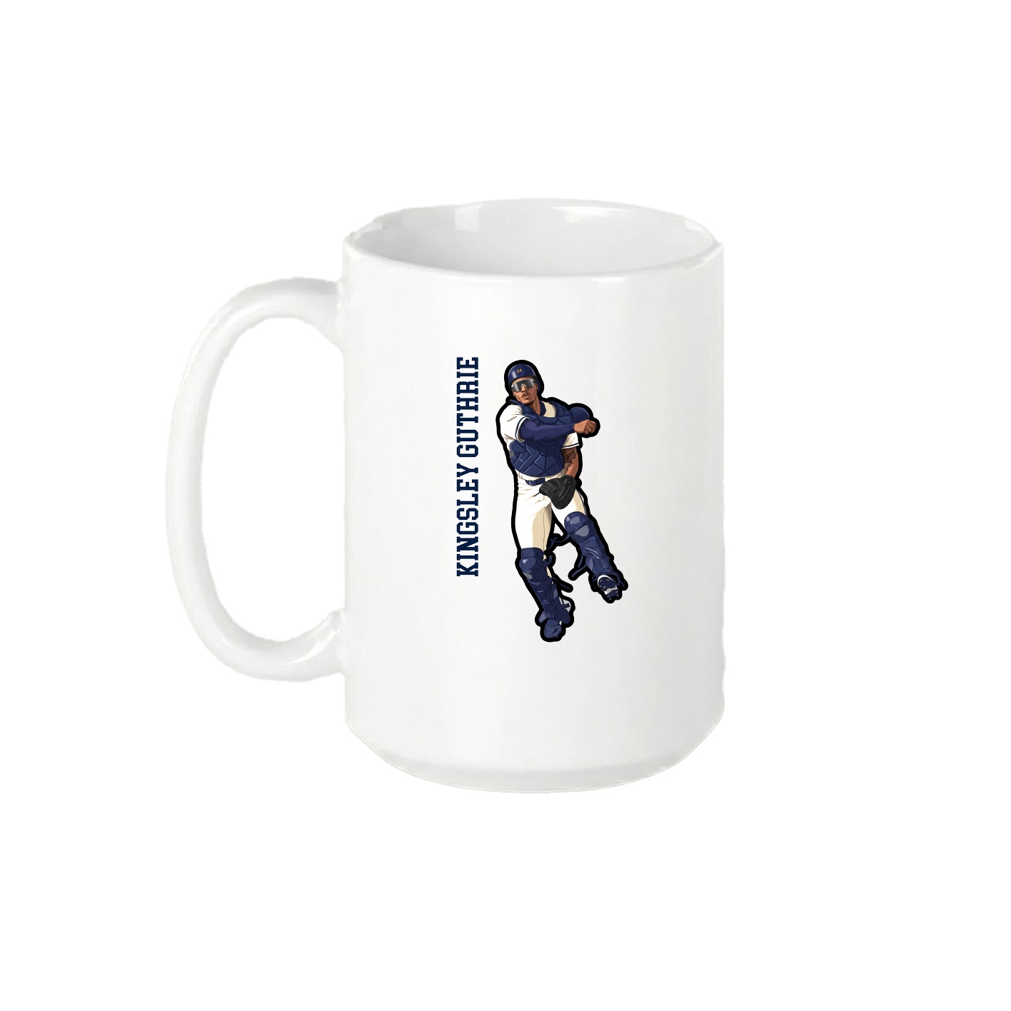 15oz Coffee Mug — Name Vertical in White