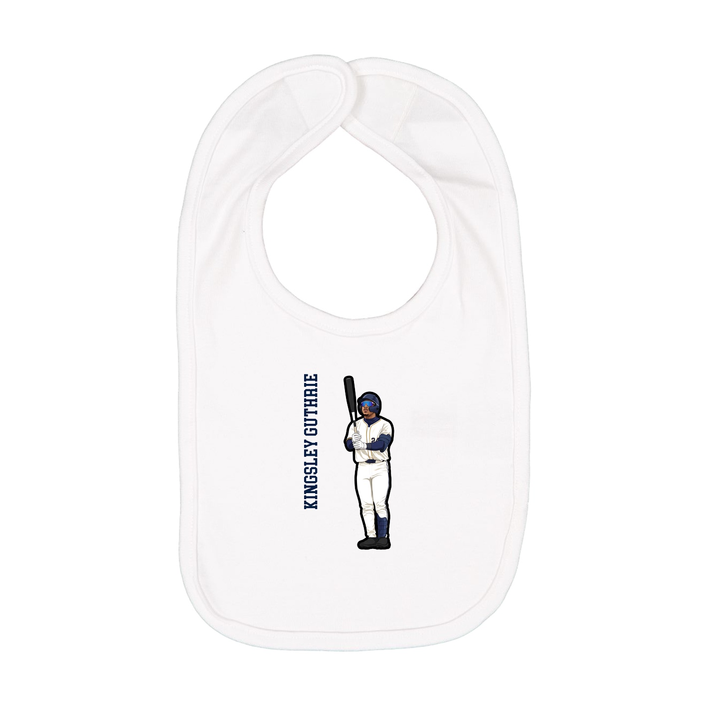 Infant Bib — Name Vertical in White