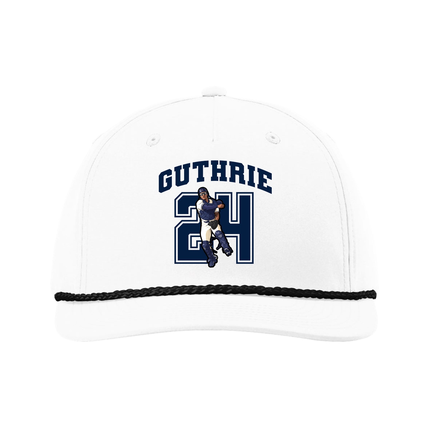 Five-Panel Classic Rope Cap — Number in White