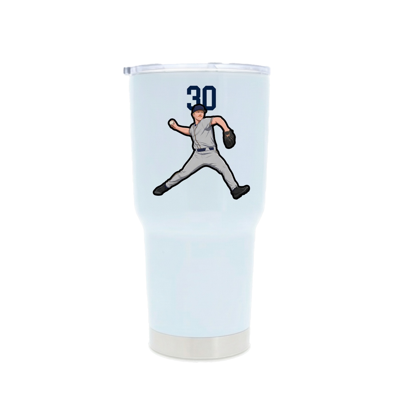 30oz Stainless Steel Tumbler — Number Top in White