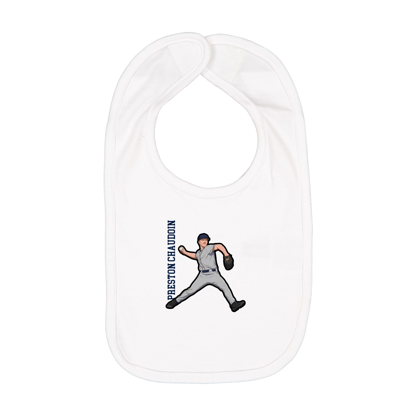 Infant Bib — Name Vertical in White