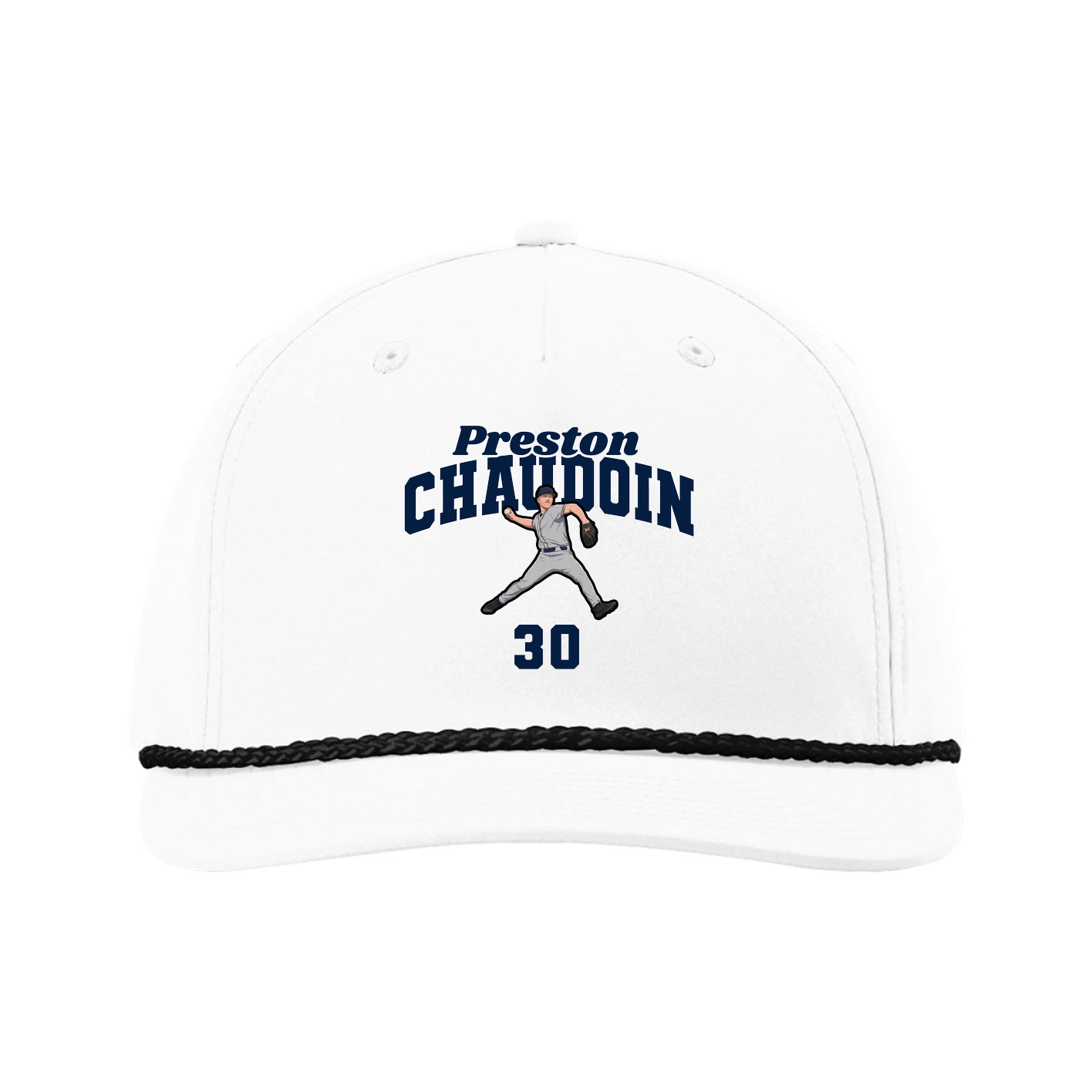 Five-Panel Classic Rope Cap — Signature Arch in White