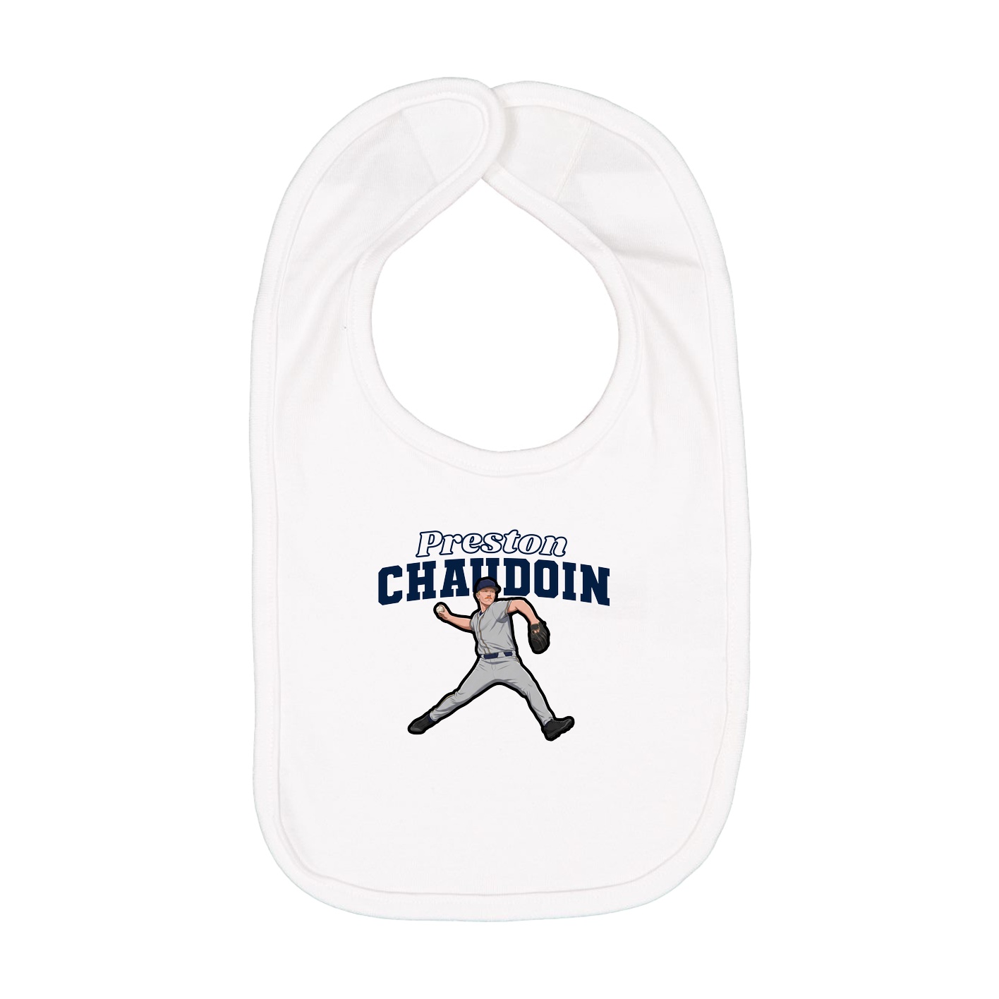 Infant Bib — Name Arch in White