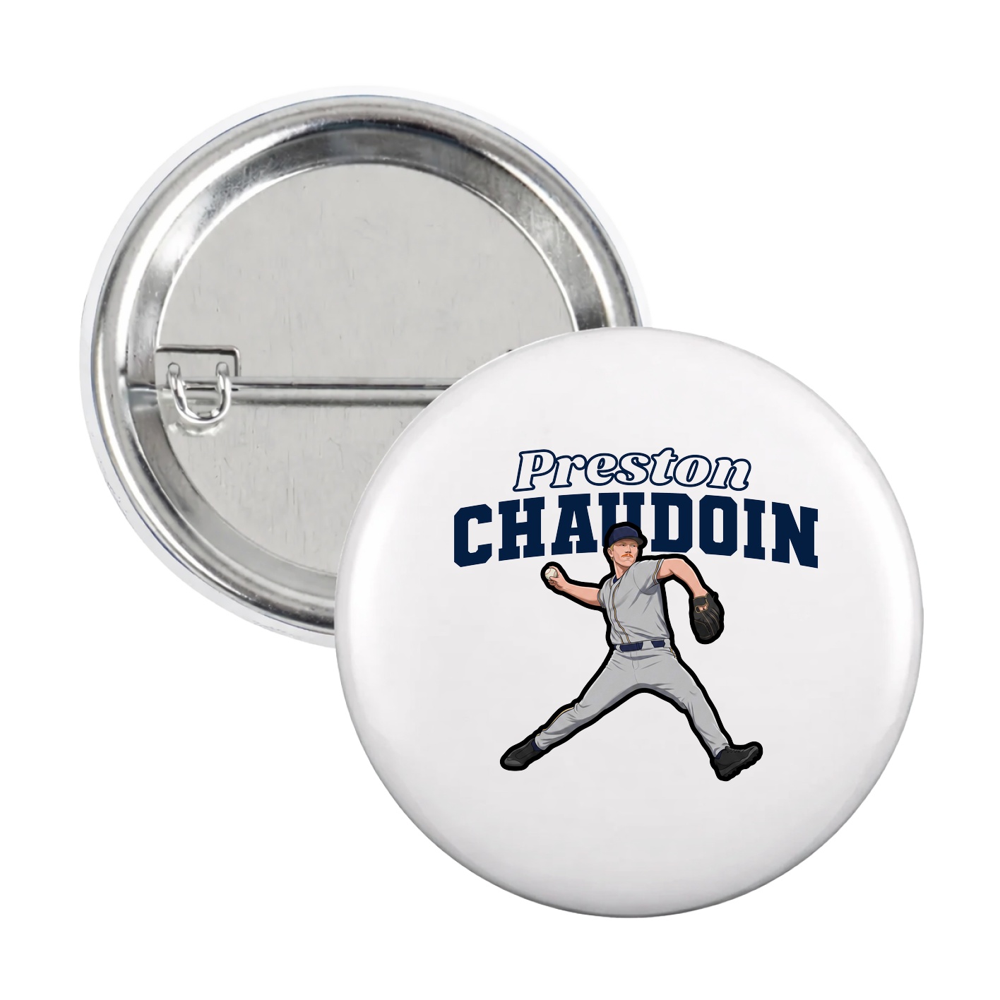 Game Day Button — Name Arch in White