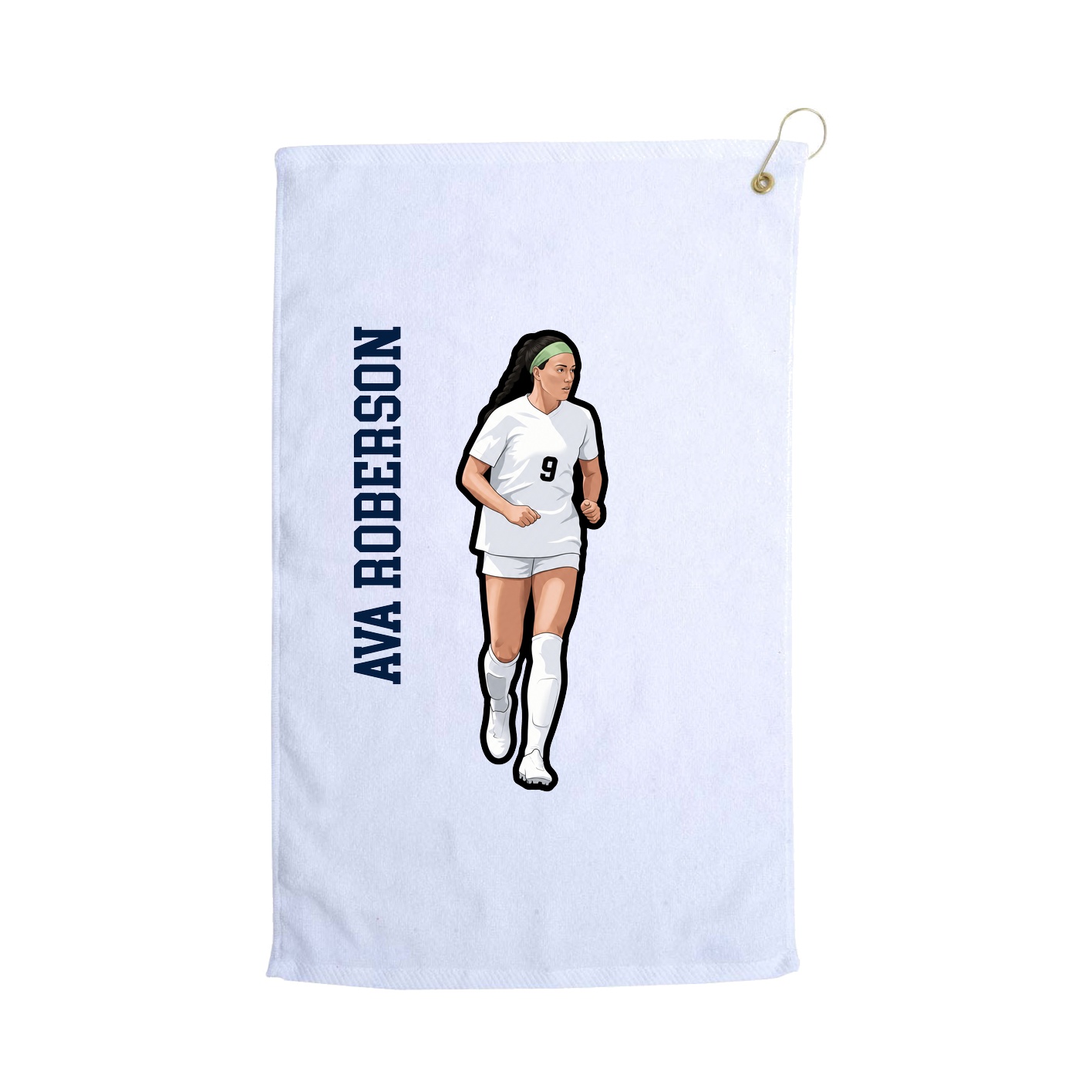 Golf Towel — Name Vertical in White