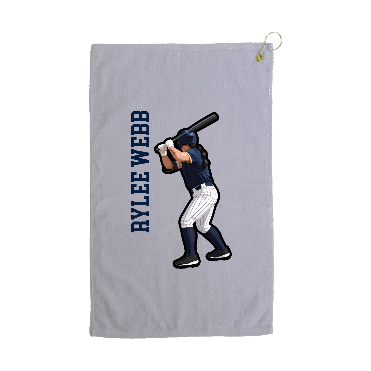 Golf Towel — Name Vertical in Grey
