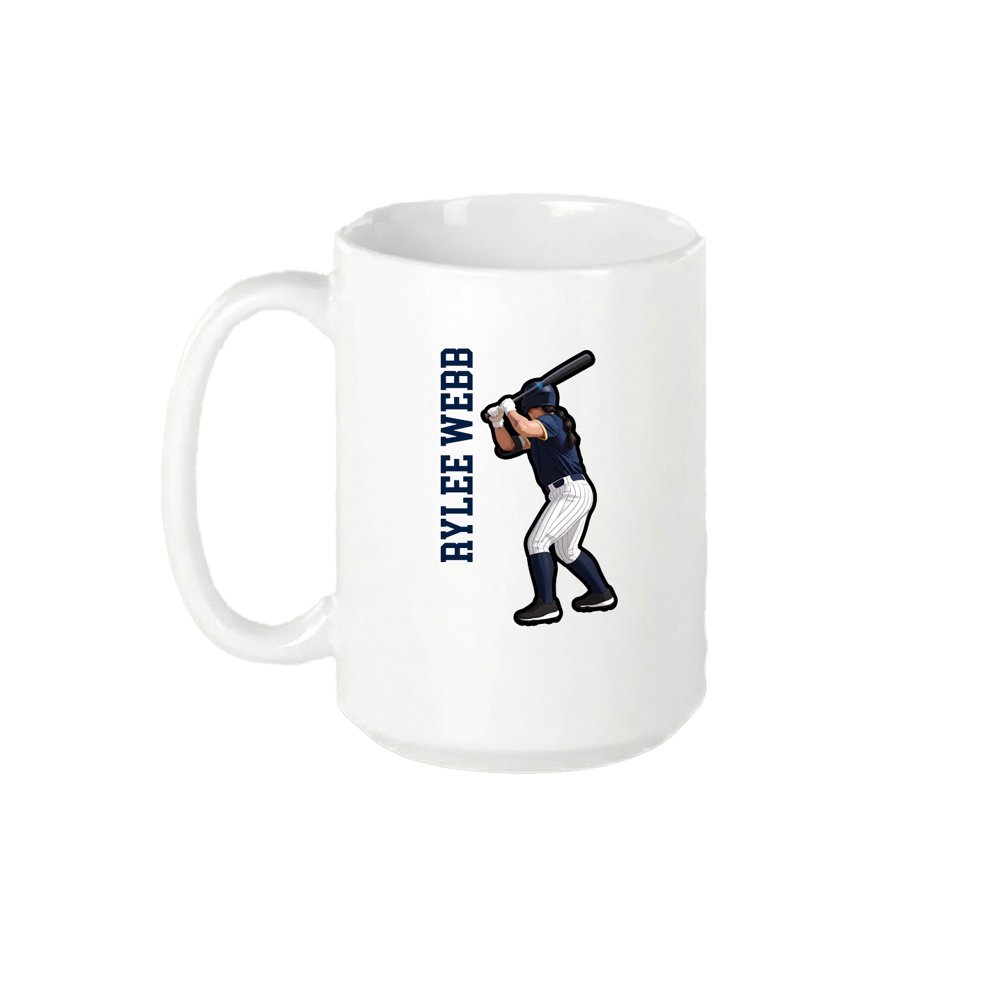 15oz Coffee Mug — Name Vertical in White