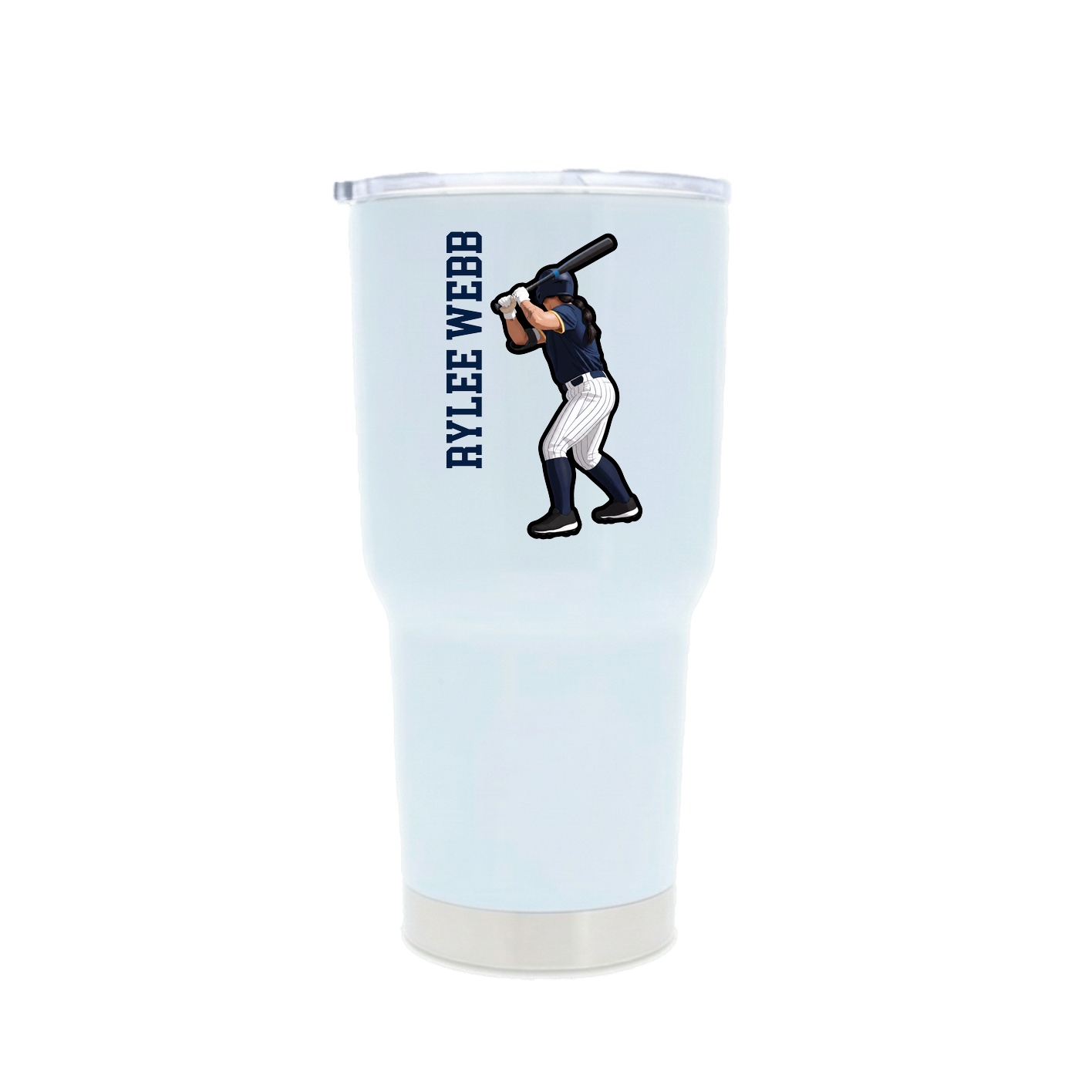 30oz Stainless Steel Tumbler — Name Vertical in White