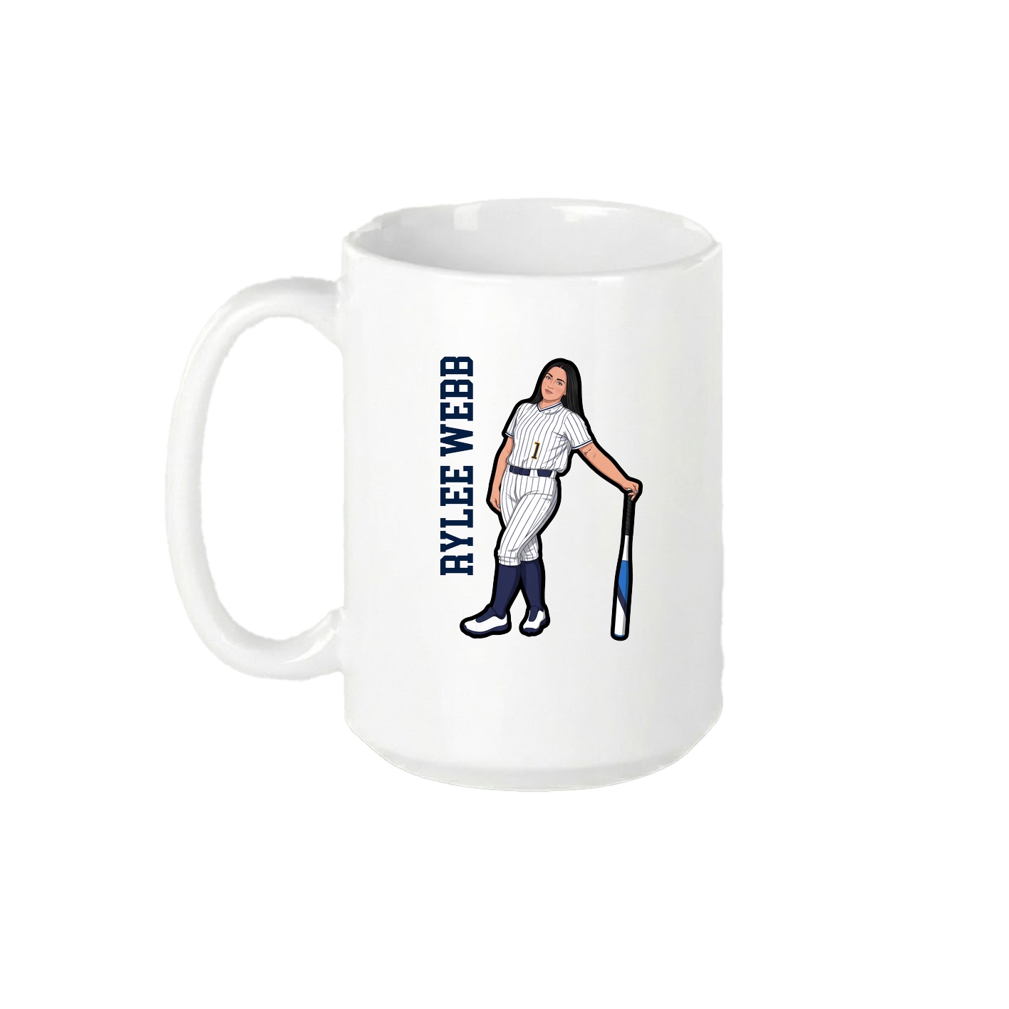 15oz Coffee Mug — Name Vertical in White