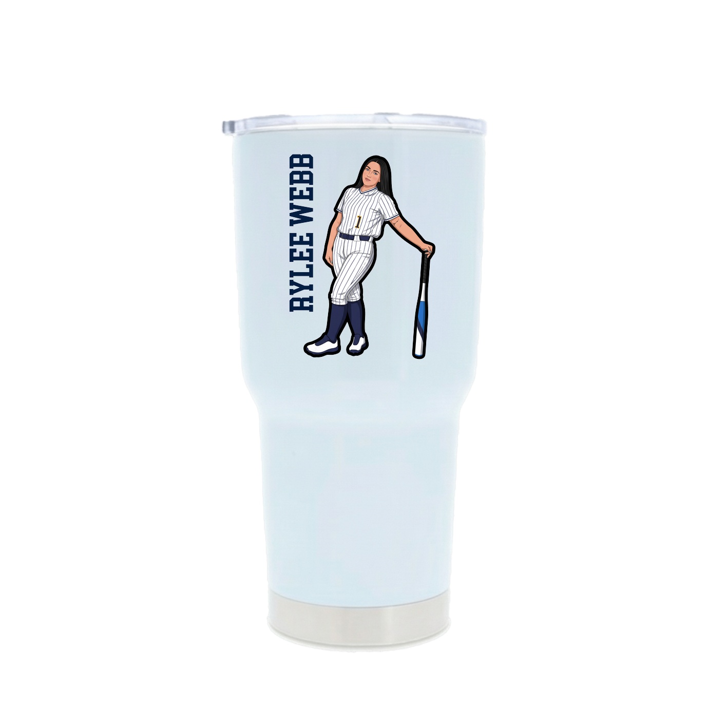 30oz Stainless Steel Tumbler — Name Vertical in White