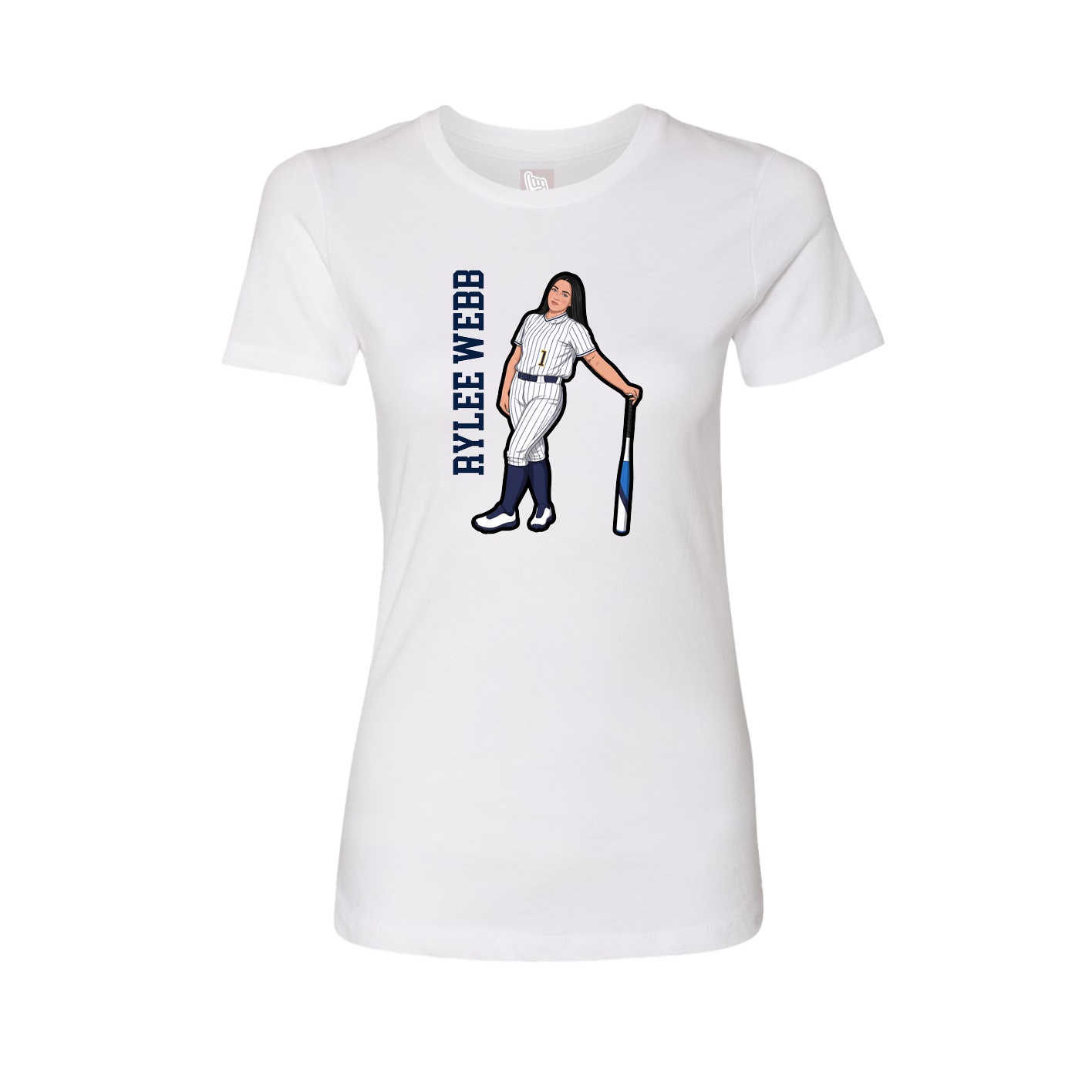 Fitted Women's Tee — Name Vertical in White