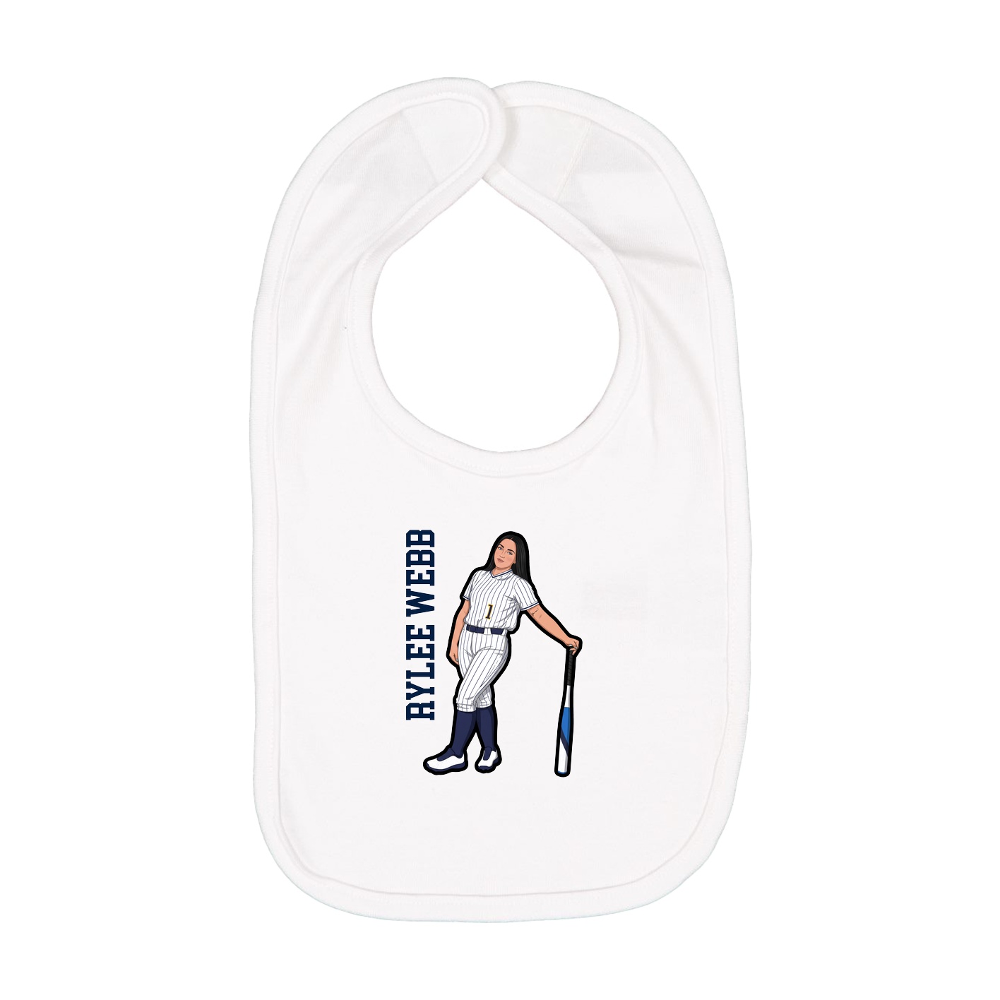 Infant Bib — Name Vertical in White