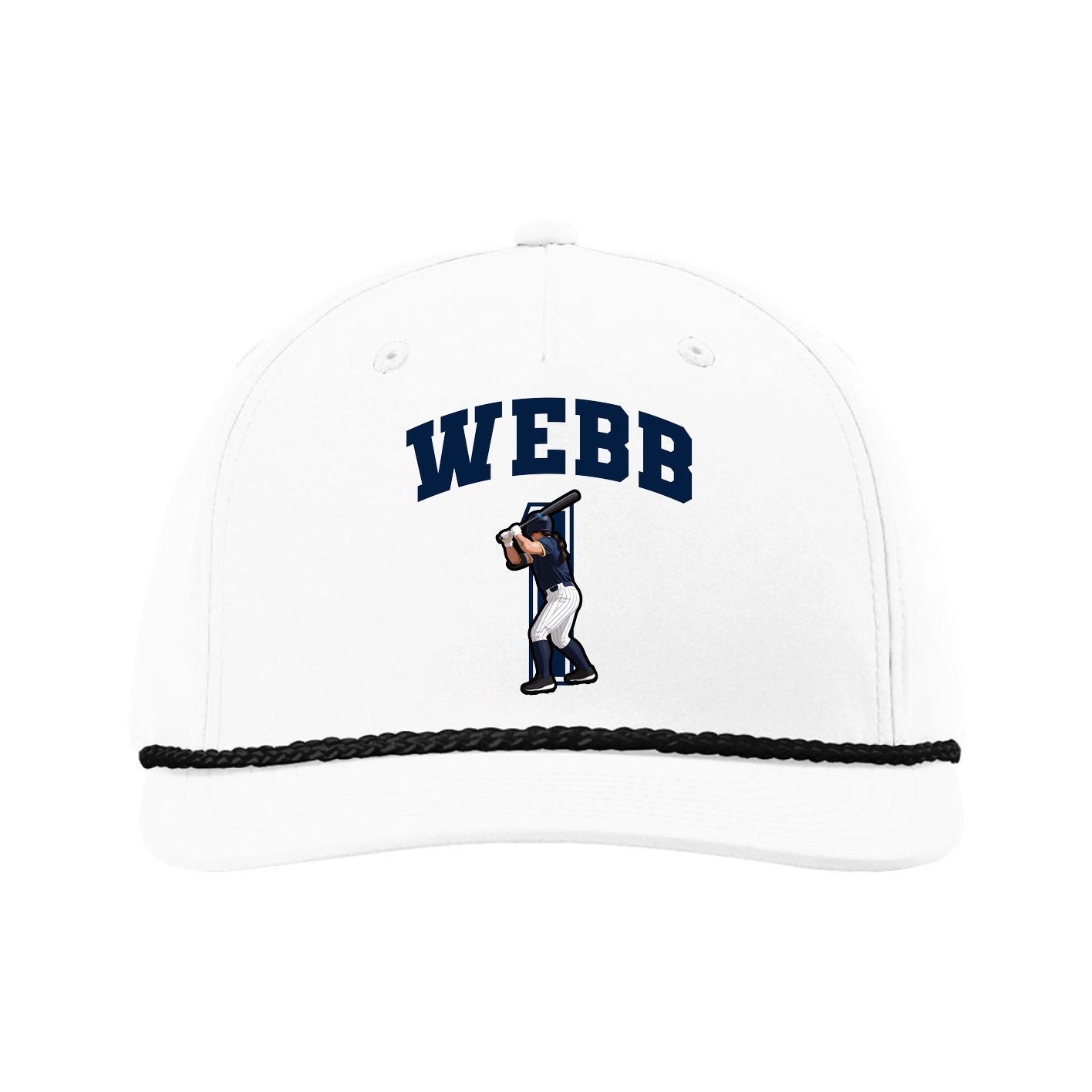 Five-Panel Classic Rope Cap — Number in White
