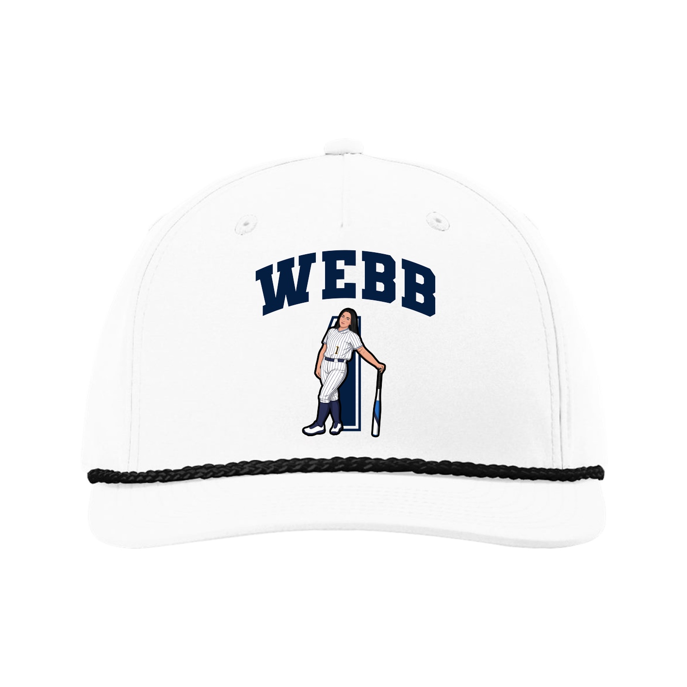Five-Panel Classic Rope Cap — Number in White