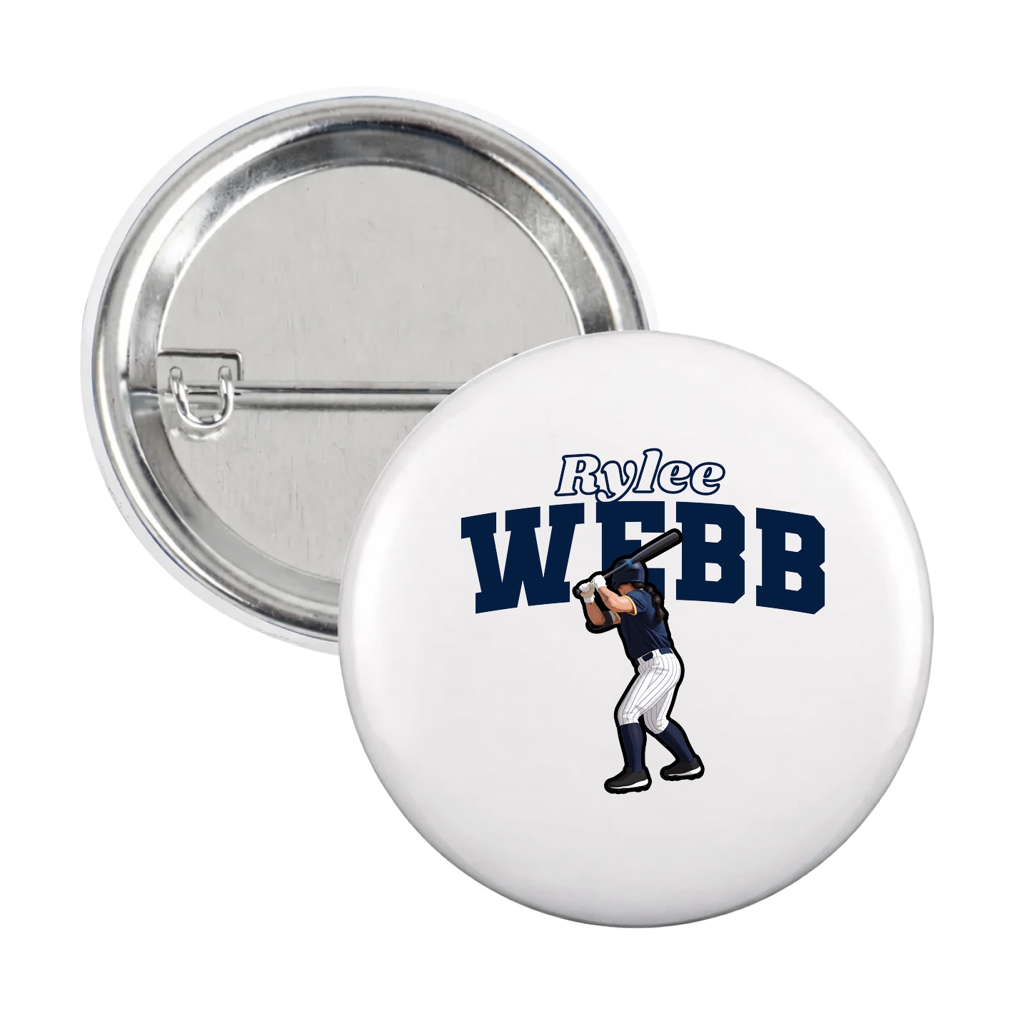 Game Day Button — Name Arch in White