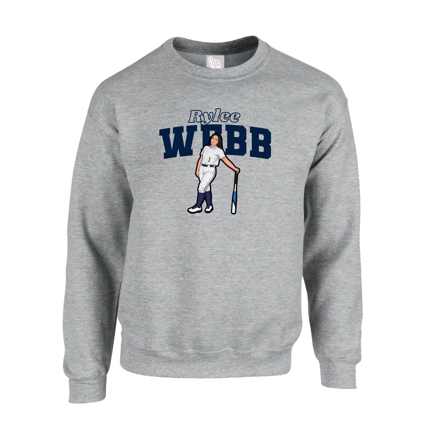 Fleece Crew — Name Arch in Grey