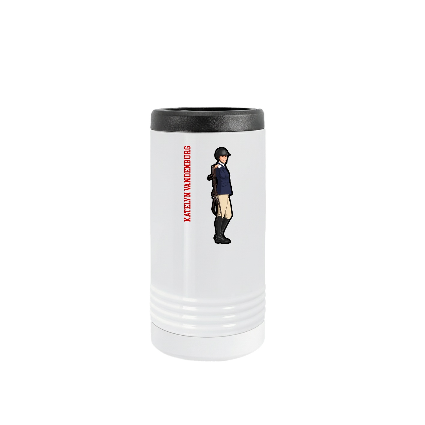 Slim Beverage Holder — Name Vertical in White