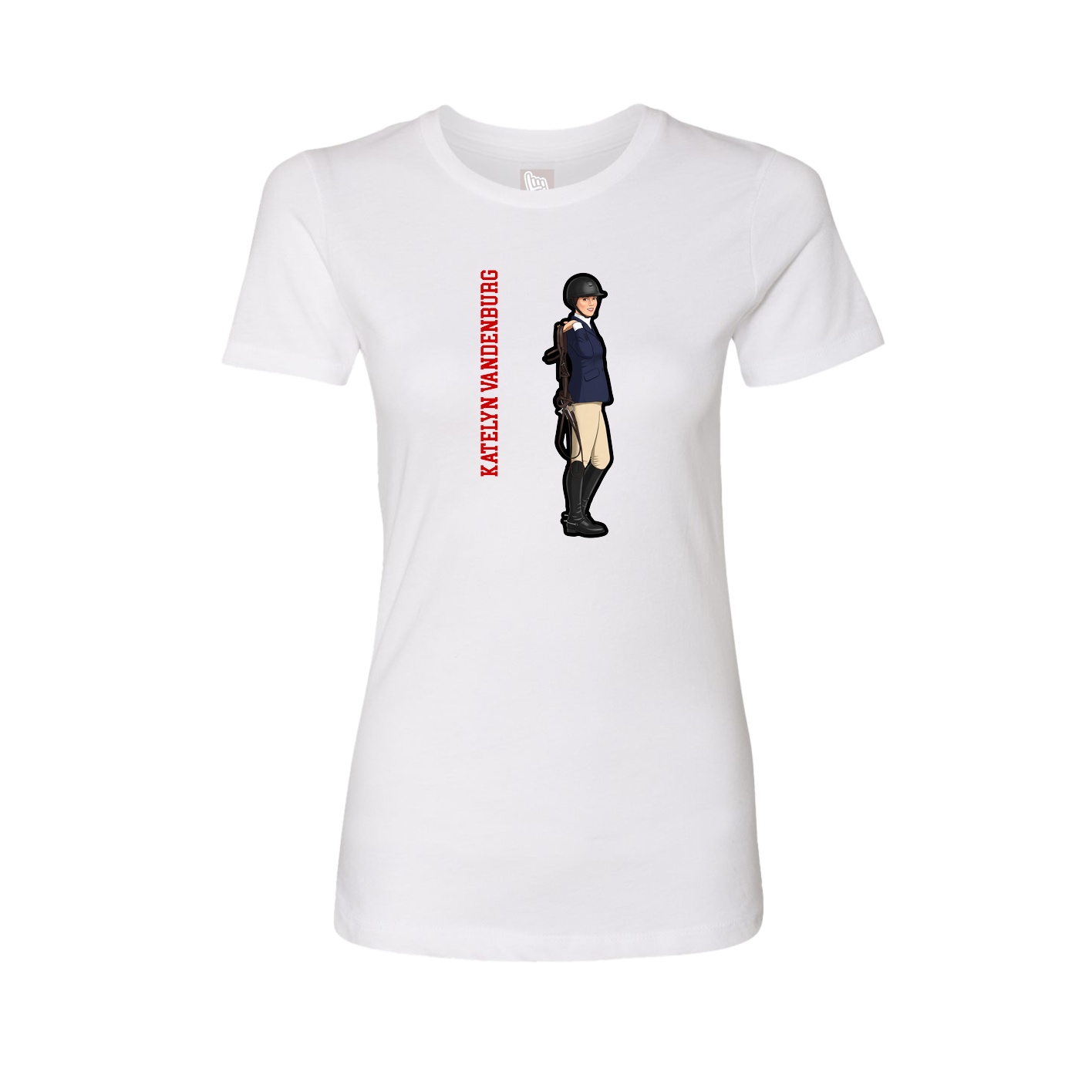 Fitted Women's Tee — Name Vertical in White