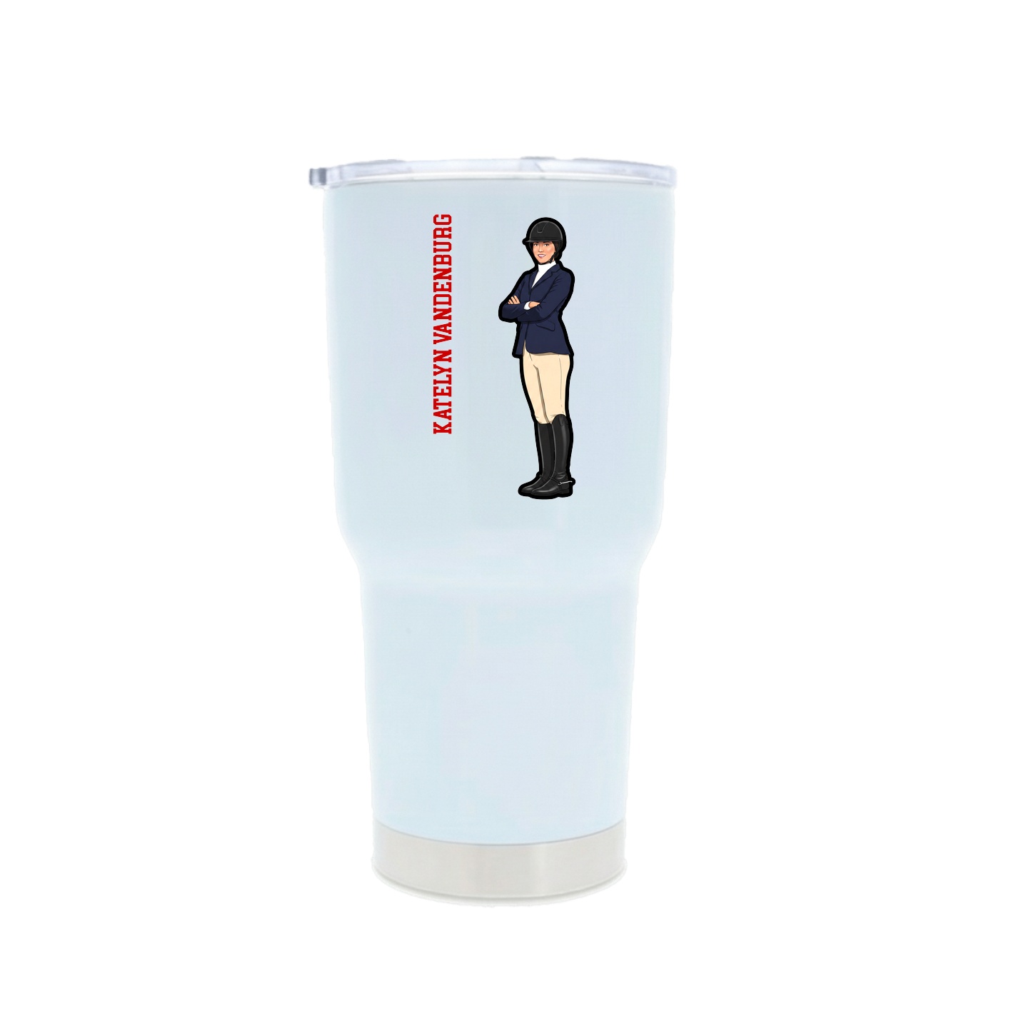 30oz Stainless Steel Tumbler — Name Vertical in White