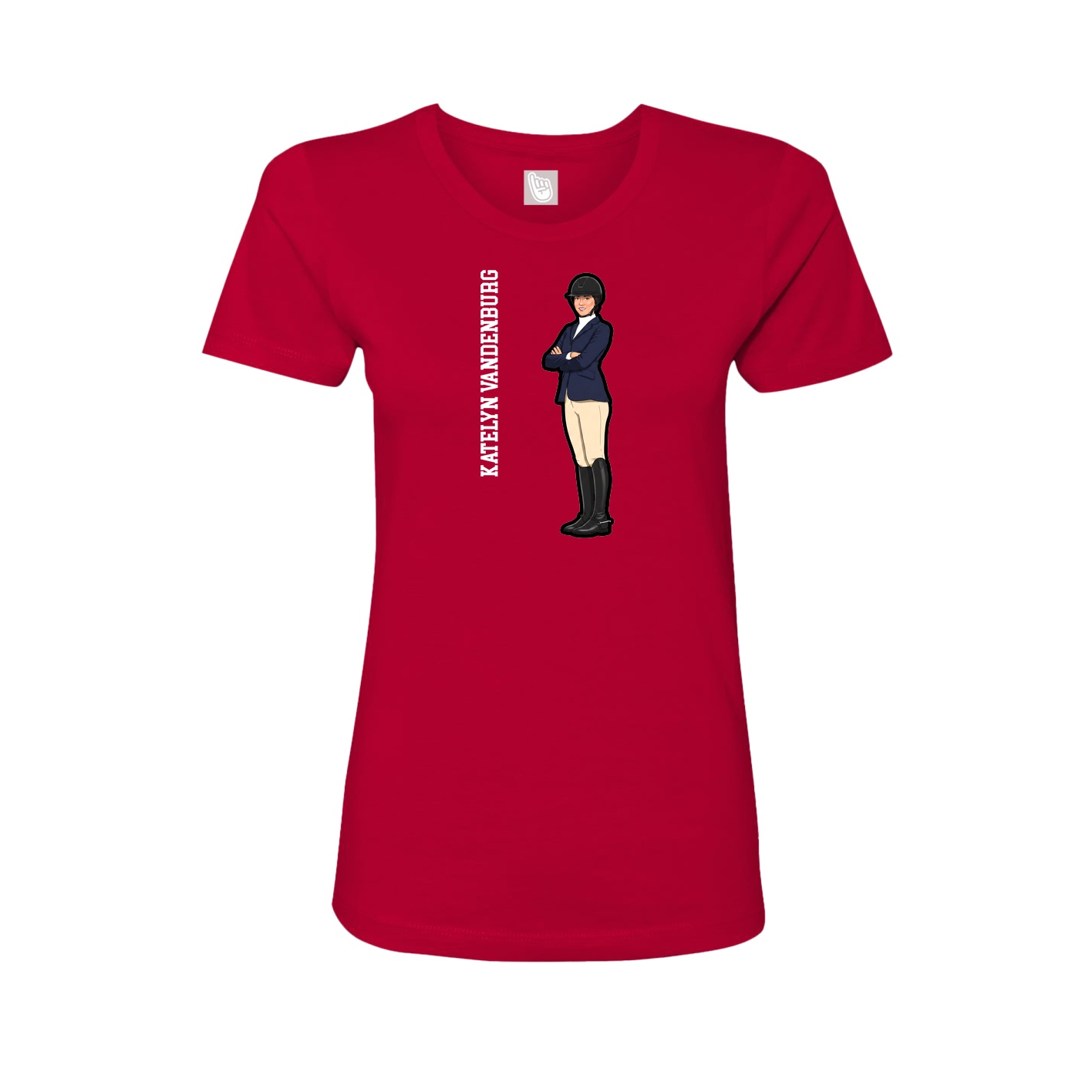 Fitted Women's Tee — Name Vertical in Red