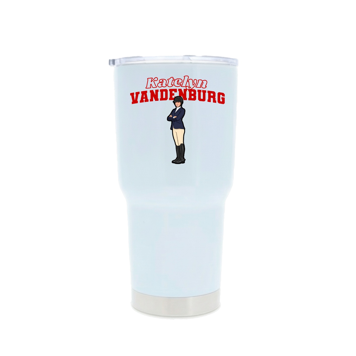 30oz Stainless Steel Tumbler — Name Arch in White