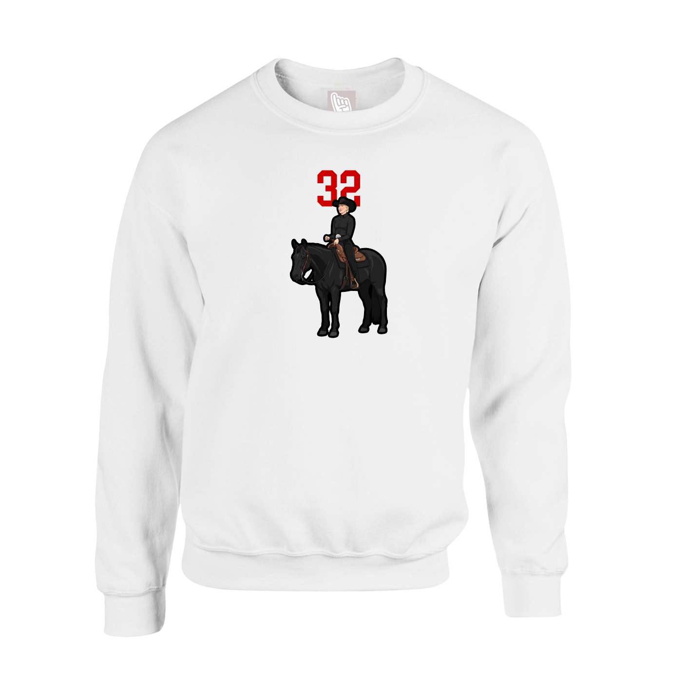 Fleece Crew — Number Top in White