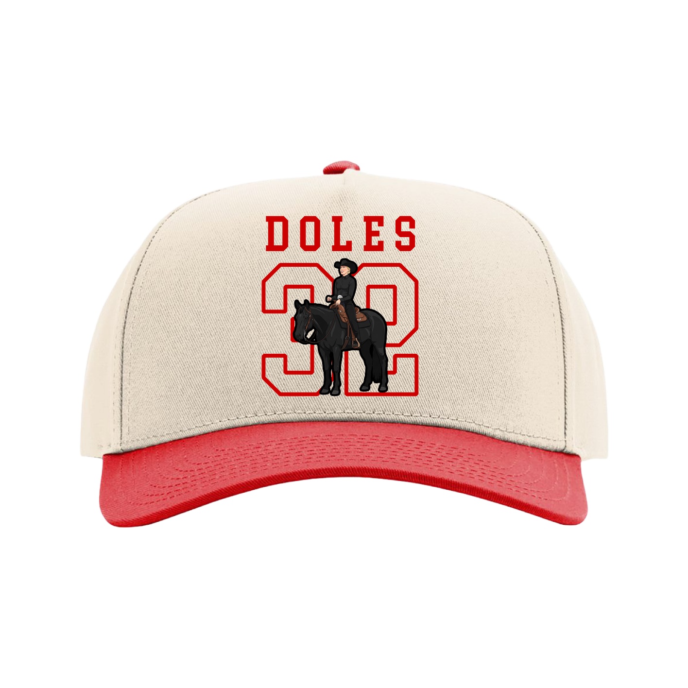 Full Fabric Five-Panel Champ Cap — Shirsey in Cream/Red