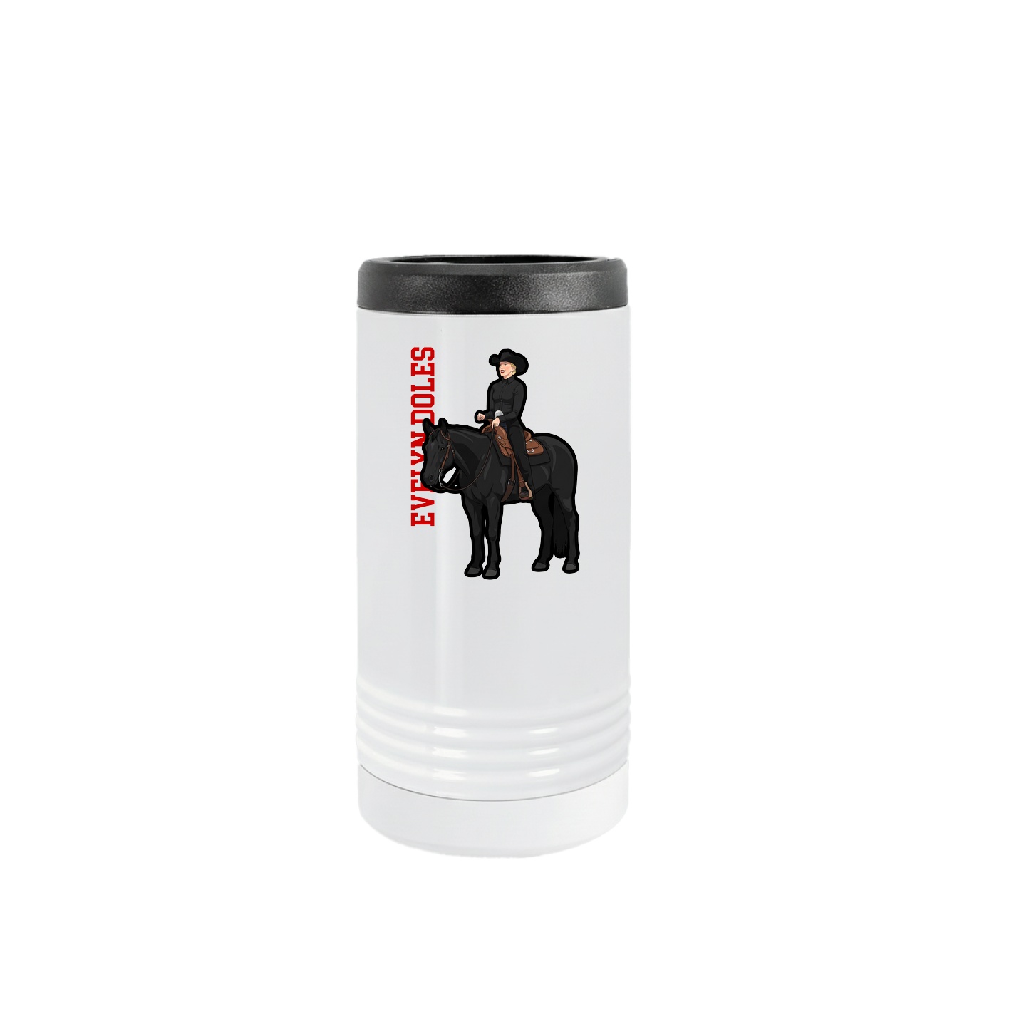 Slim Beverage Holder — Name Vertical in White
