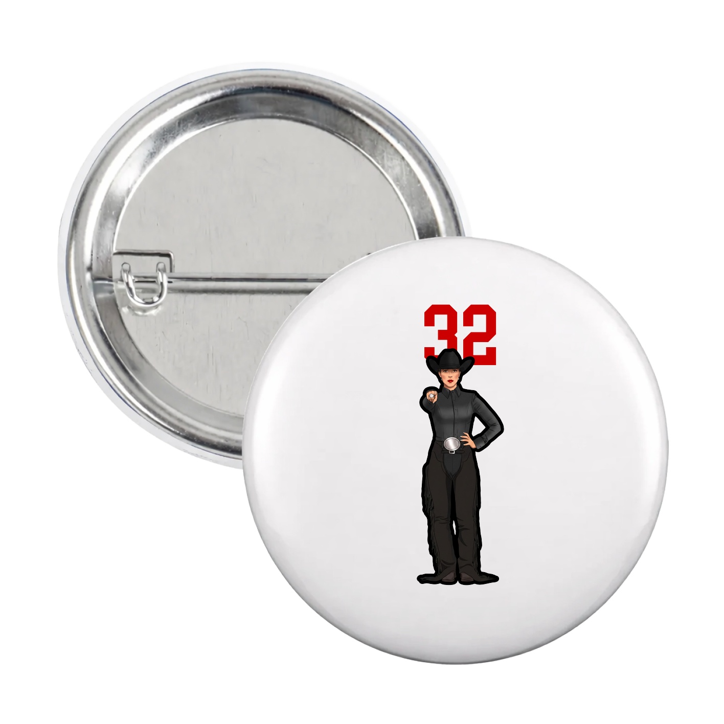 Game Day Button — Number Top in White