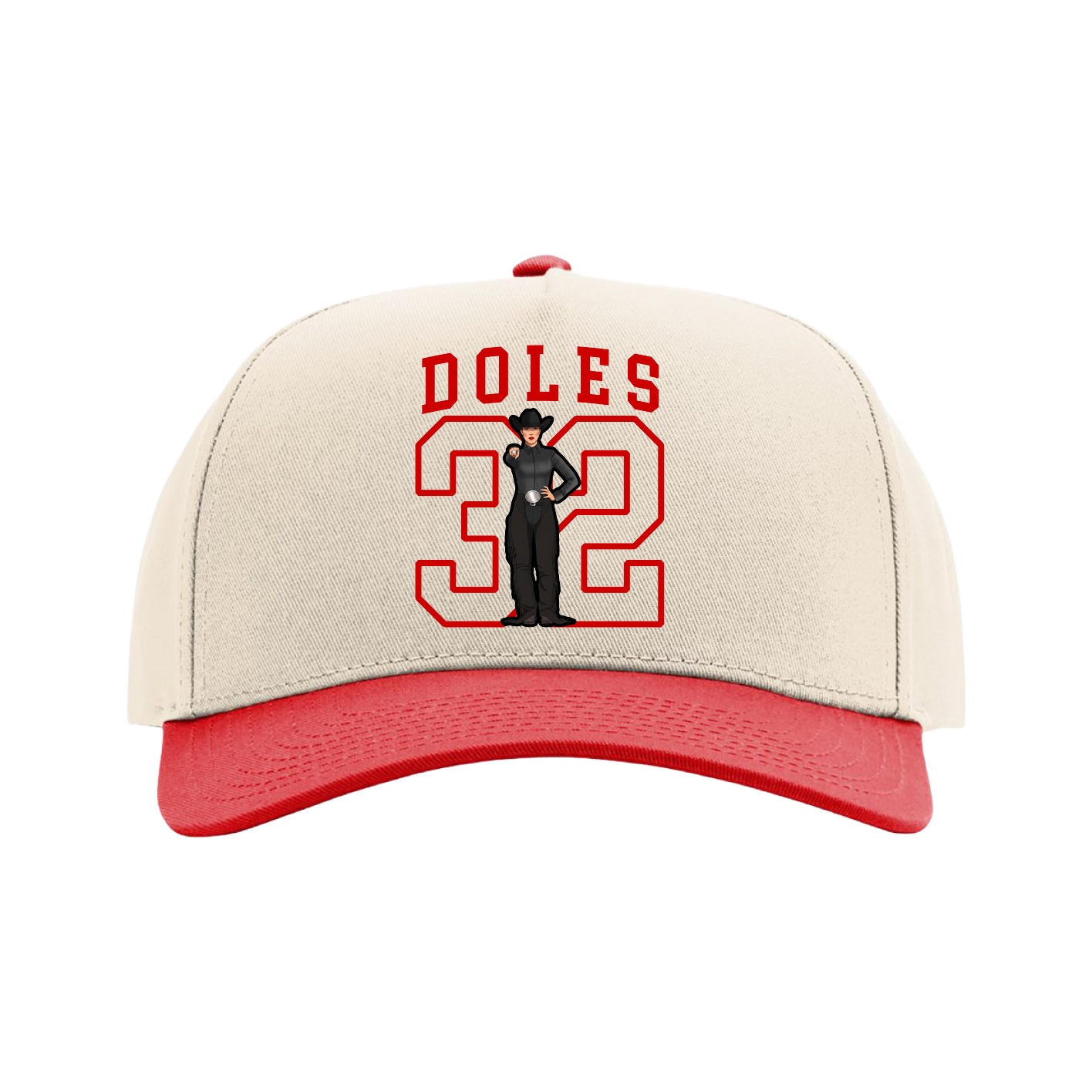 Full Fabric Five-Panel Champ Cap — Shirsey in Cream/Red