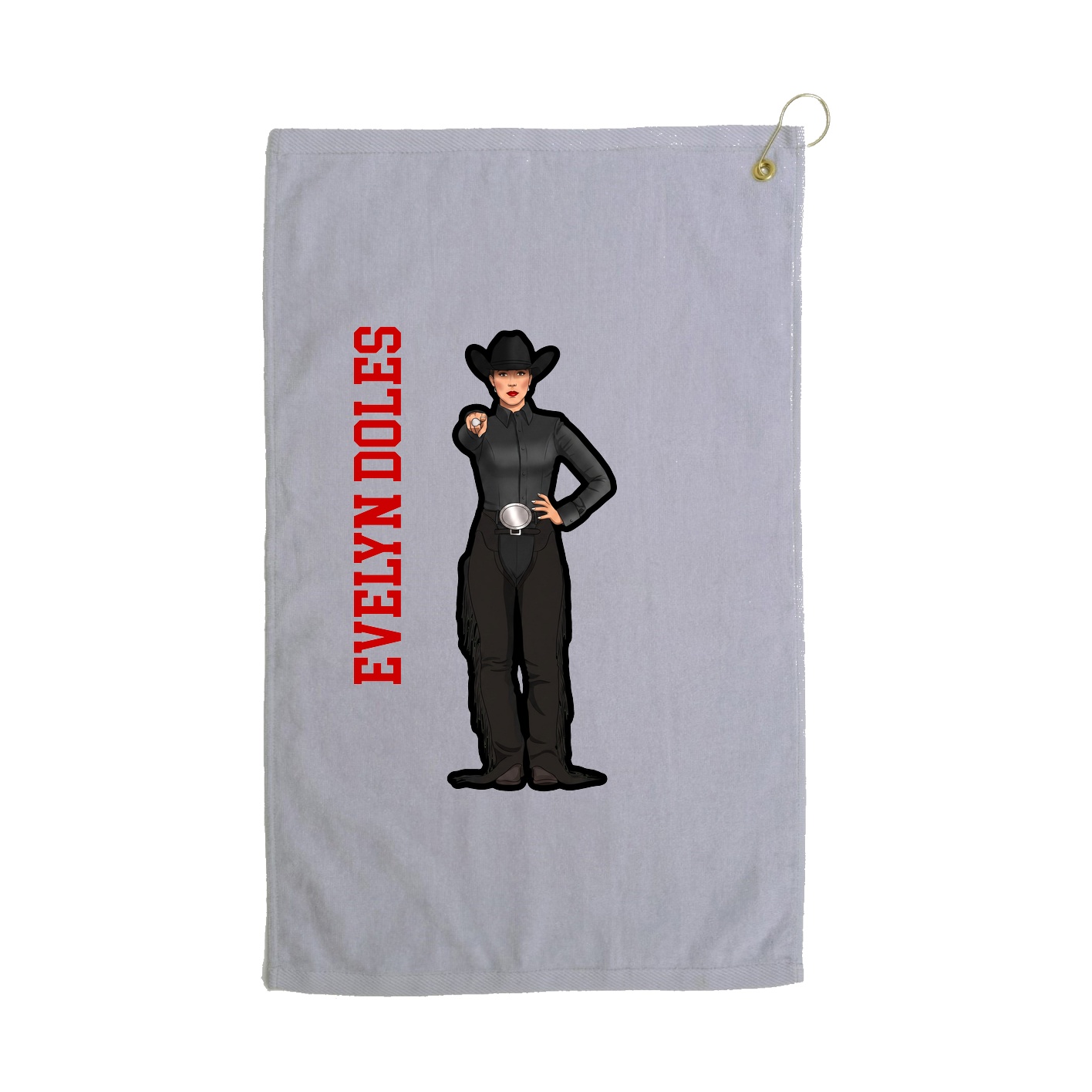Golf Towel — Name Vertical in Grey