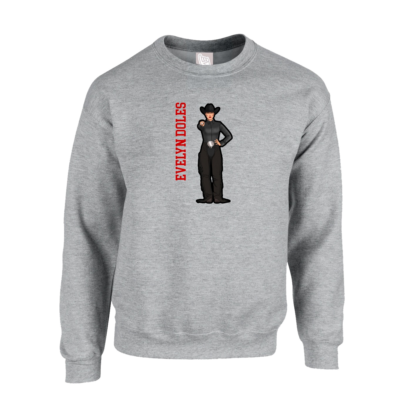 Fleece Crew — Name Vertical in Grey